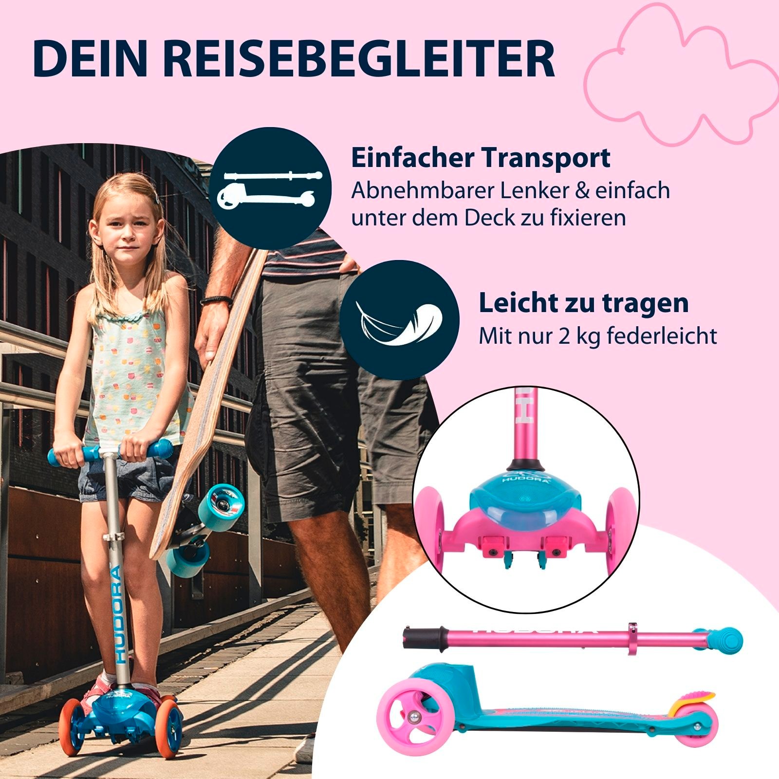 HUDORA Kinderscooter Flitzkids 2.0 Skate Wonders, Bild 4 von 7