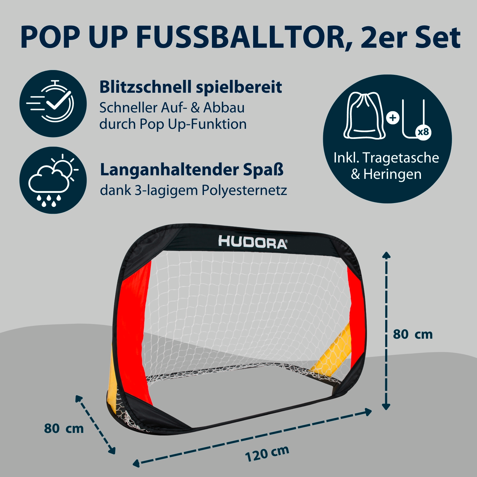 Pop Up Fußballtor, 2er Set Schwarz/Rot/Gold, Bild 2 von 5