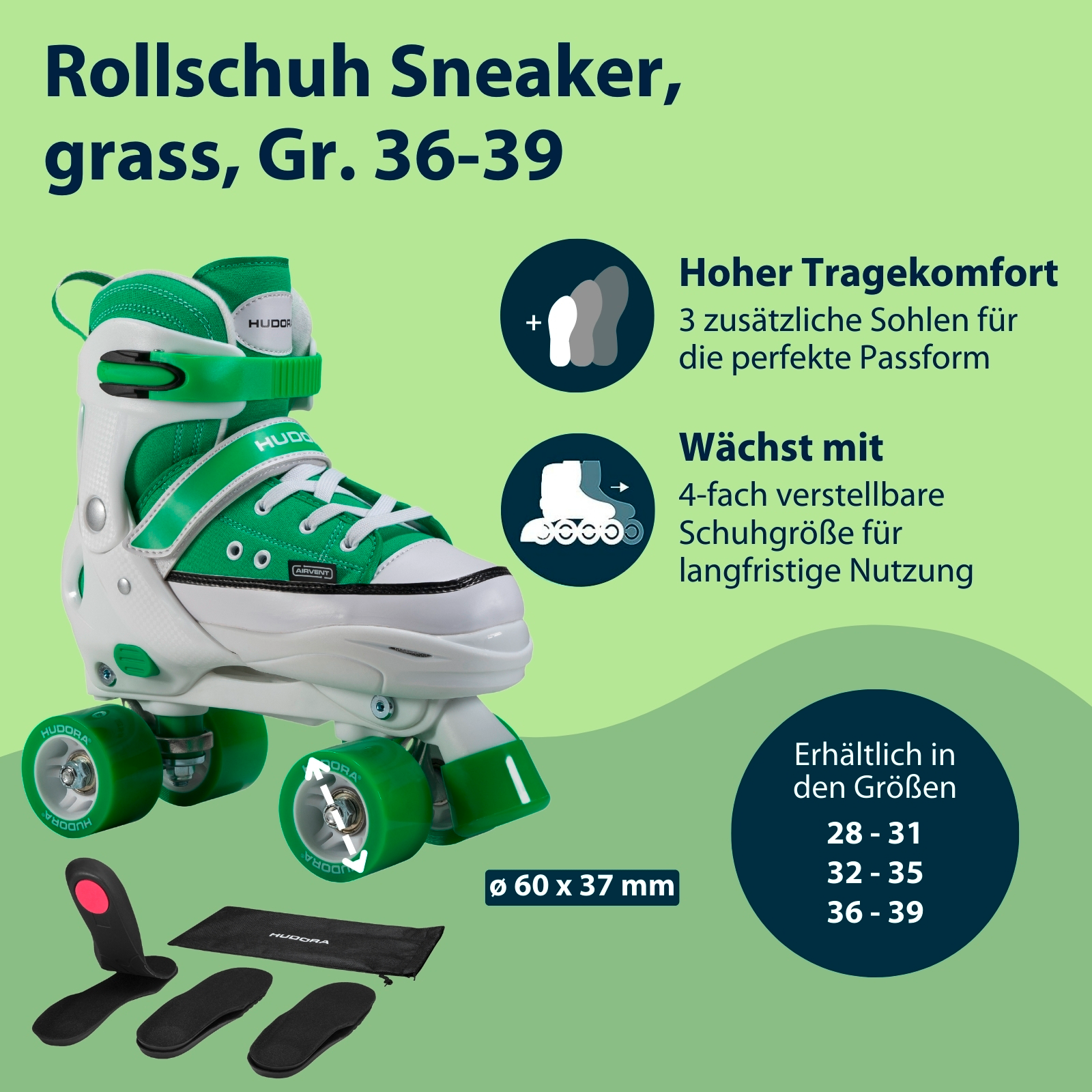 HUDORA Rollschuh Sneaker, grass, Gr. 28-39, Bild 2 von 7