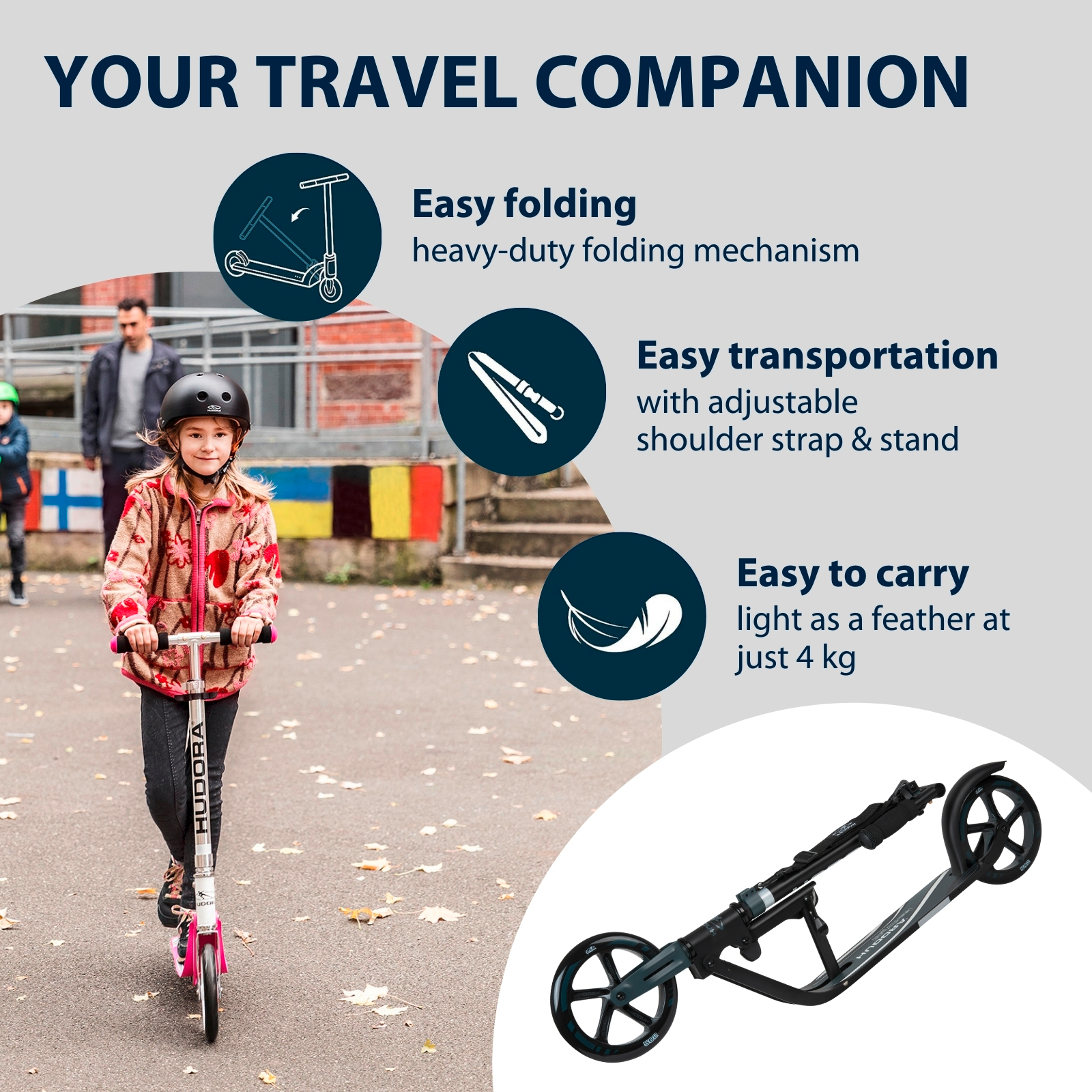 HUDORA BigWheel® 205, Scooter schwarz/anthrazit, image 4 from 7