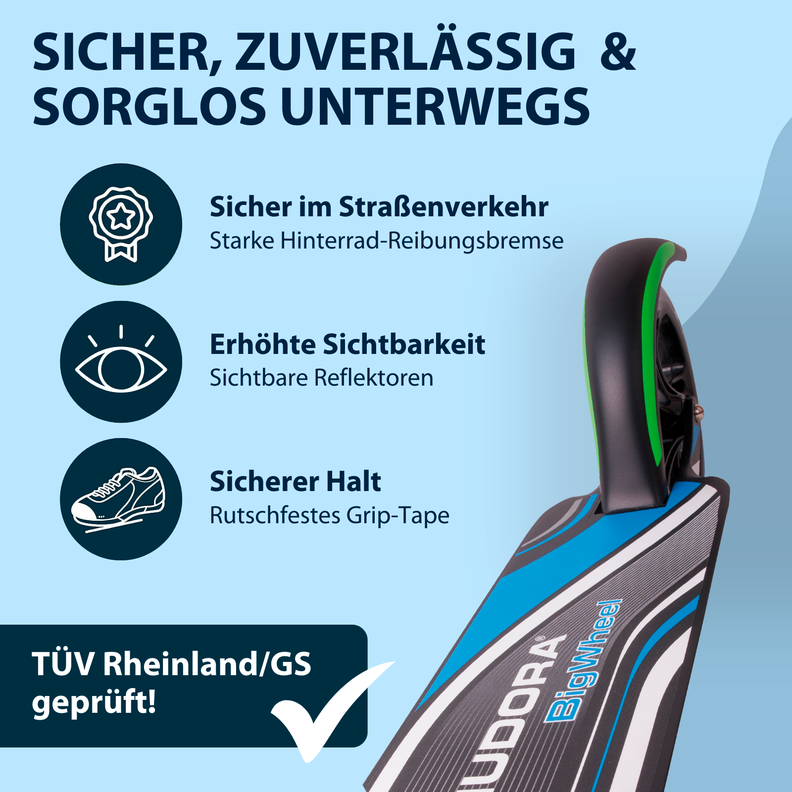 HUDORA BigWheel® 205 Scooter, grün/blau, Bild 5 von 7