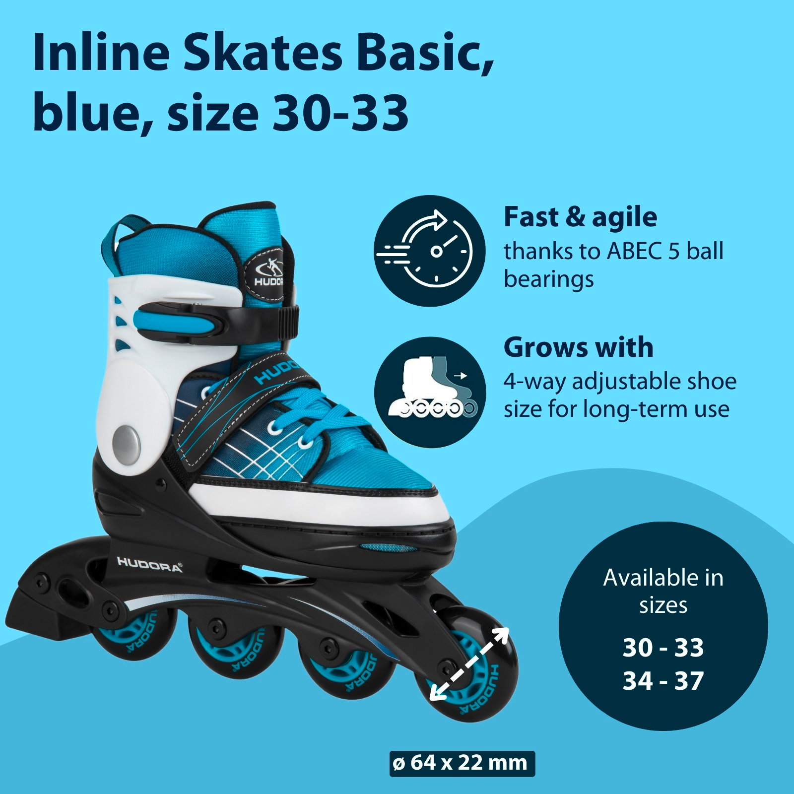 HUDORA Inline Skates Basic, blue, image 2 from 7