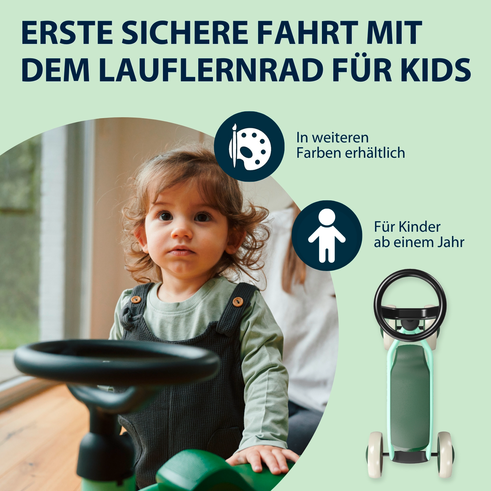 HUDORA Laufrad Steppy, mint, Bild 5 von 6