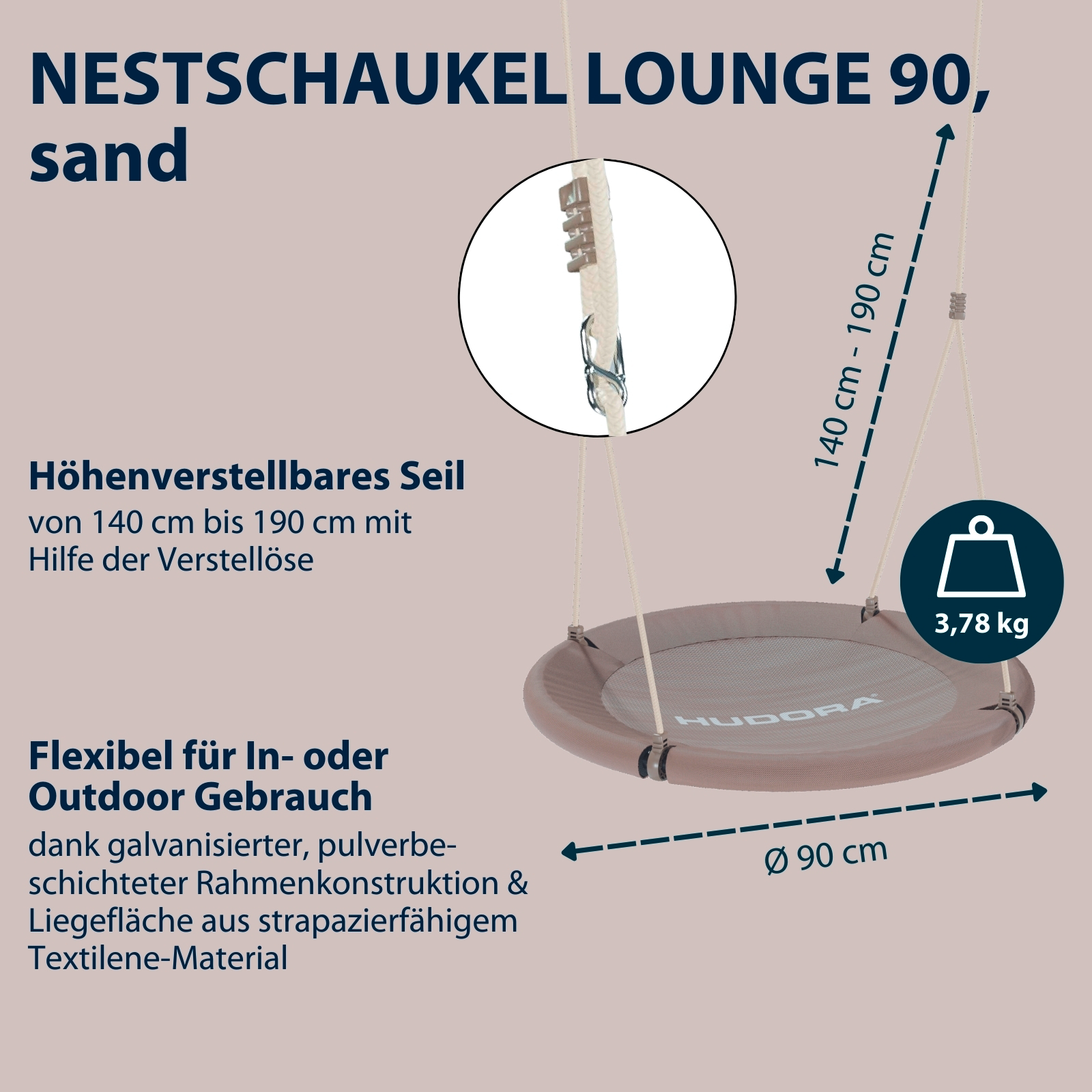 HUDORA Nestschaukel Lounge 90, sand, Bild 2 von 6