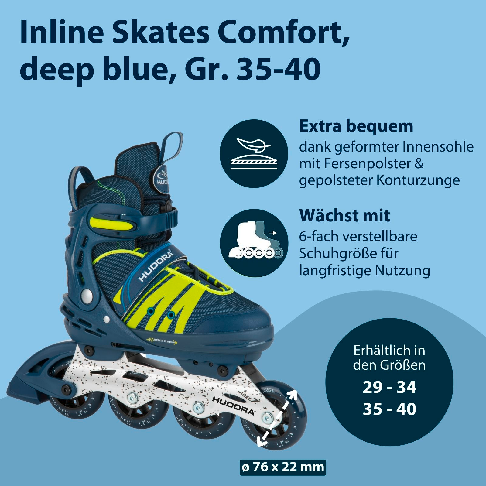HUDORA Inline Skates Comfort, deep blue, Gr. 35-40, Bild 2 von 7