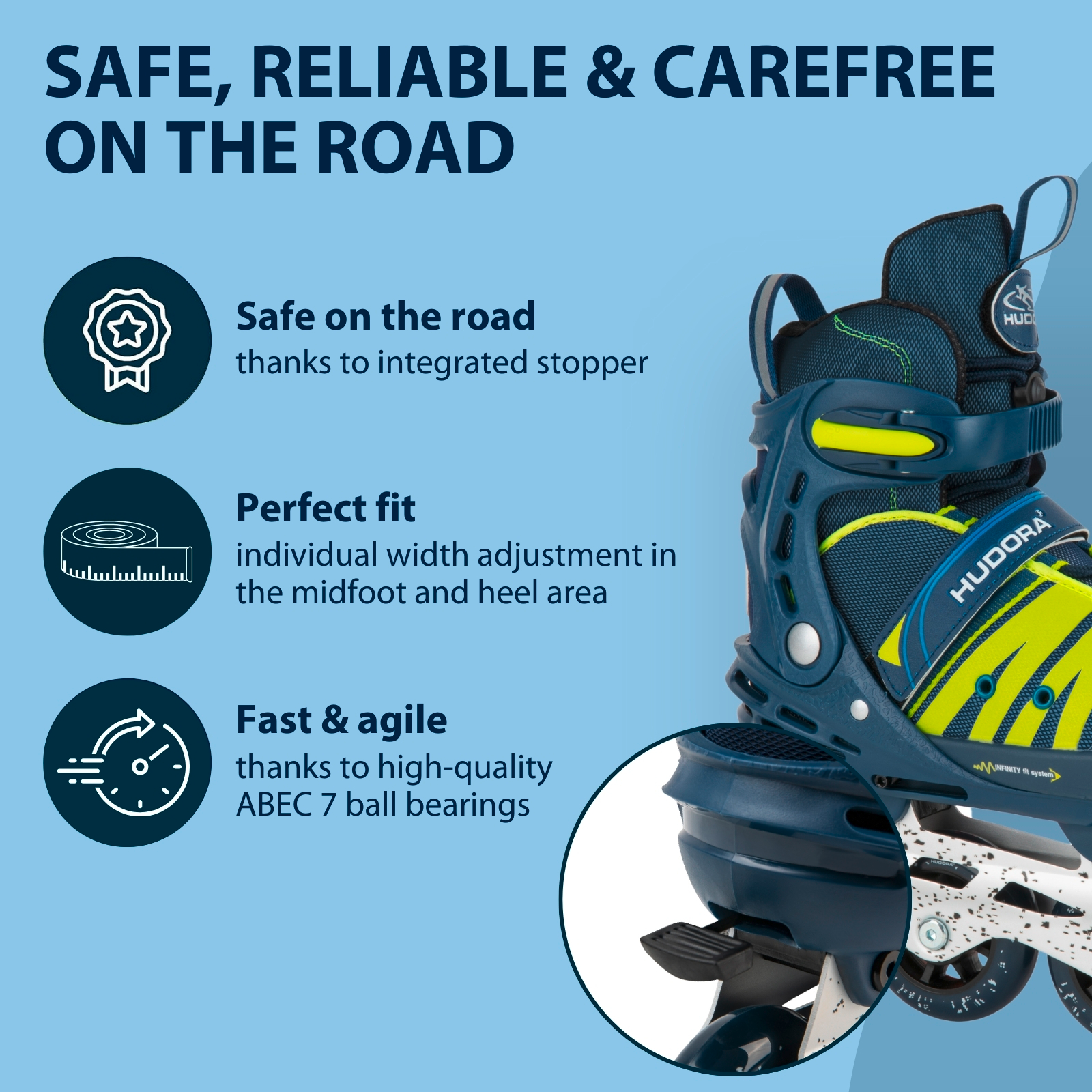 HUDORA Inline Skates Comfort, deep blue, size 29-34, image 5 from 7