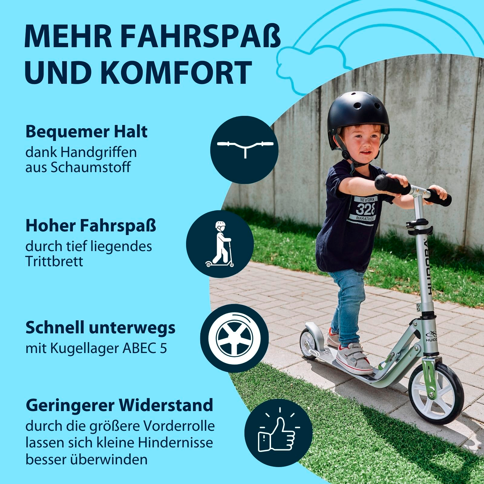 HUDORA Little BigWheel®, Scooter himmelblau, Bild 3 von 7