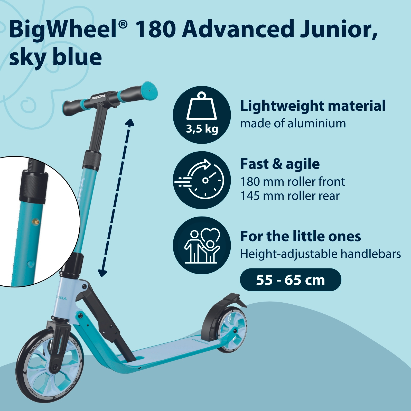 HUDORA BigWheel® 180 Advanced Junior, sky blue, image 2 from 7