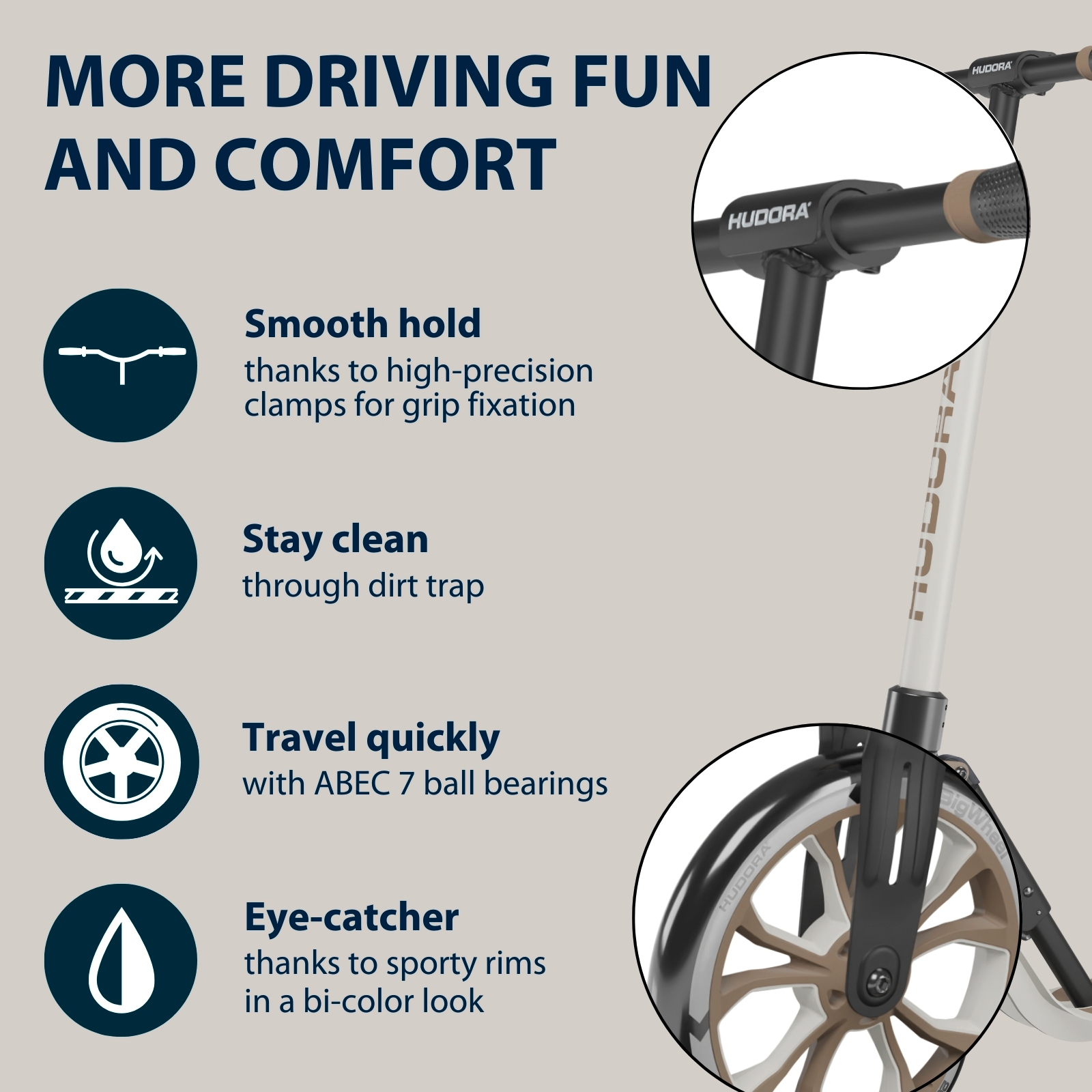 HUDORA BigWheel® 205 Advanced, ivory, image 3 from 7