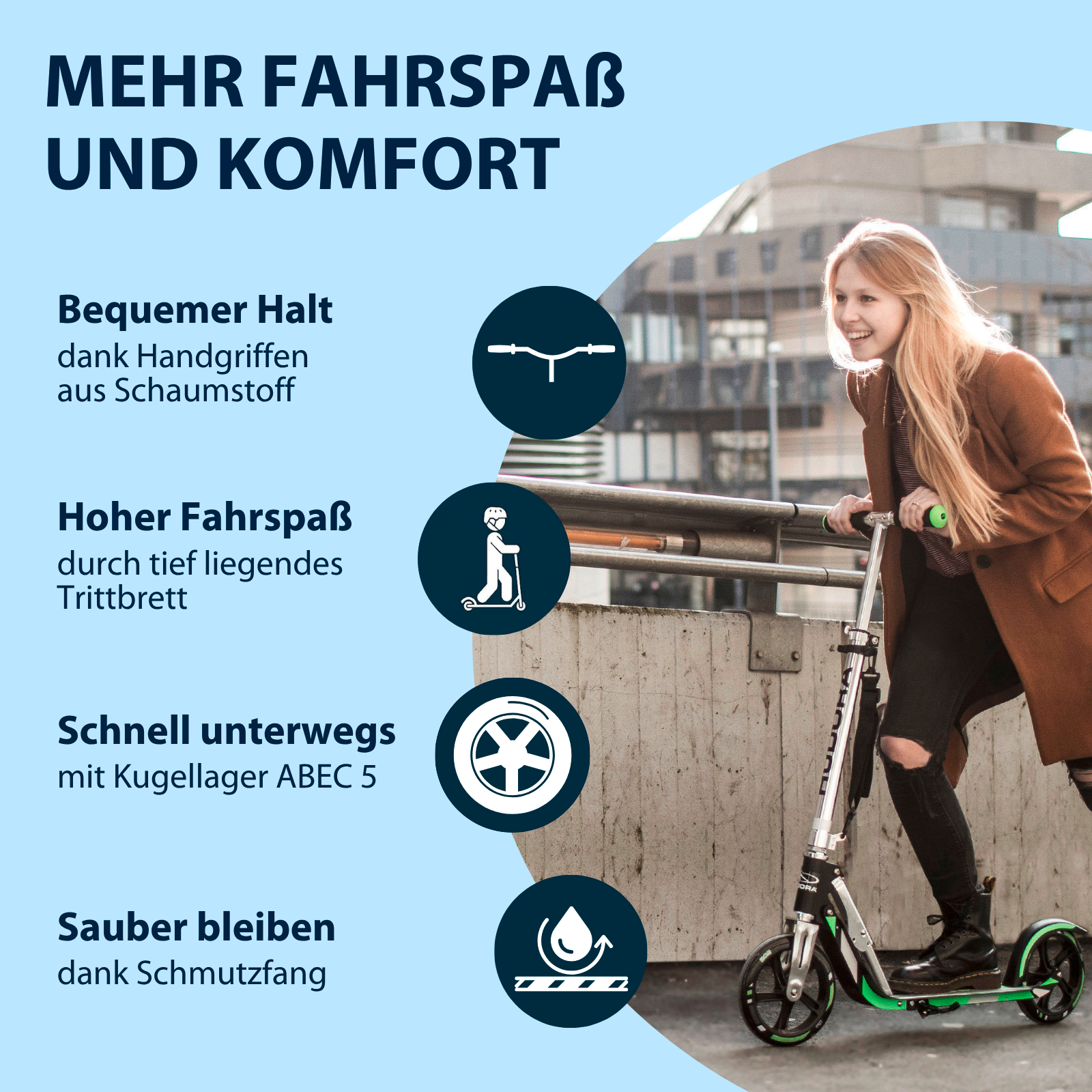 HUDORA BigWheel® 205 Scooter, grün/blau, Bild 3 von 7