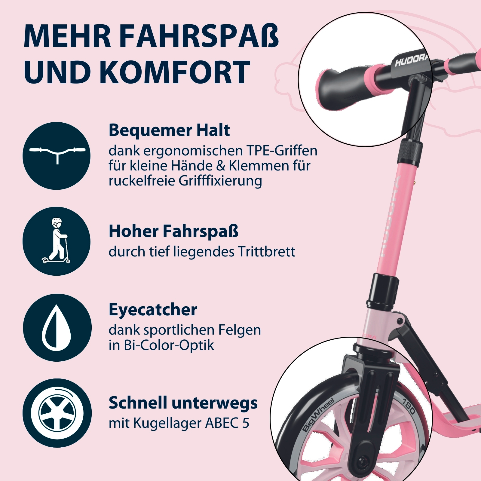 HUDORA BigWheel® 180 Advanced Junior, rosé, Bild 3 von 7