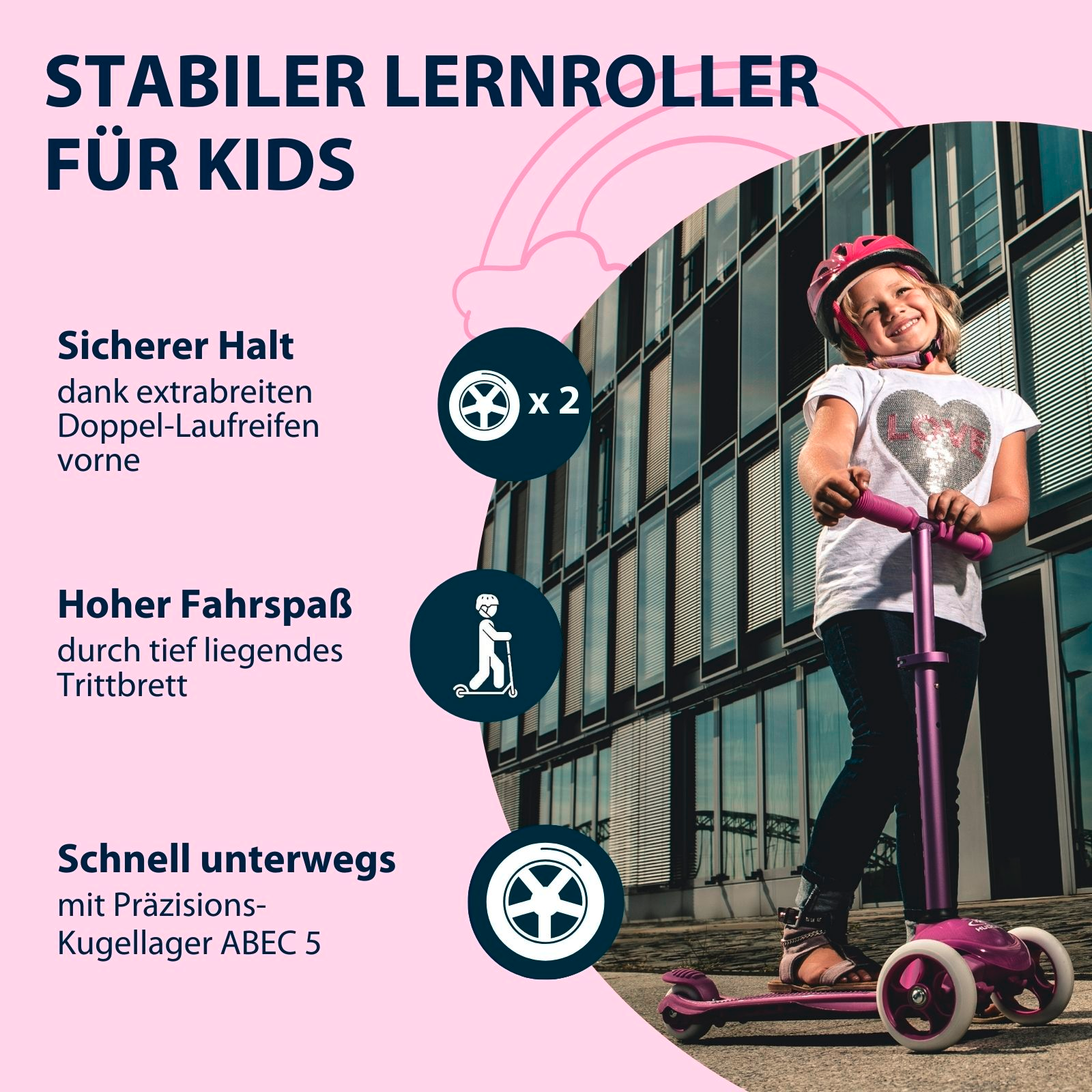 HUDORA Kinderscooter Flitzkids 2.0 Skate Wonders, Bild 3 von 7