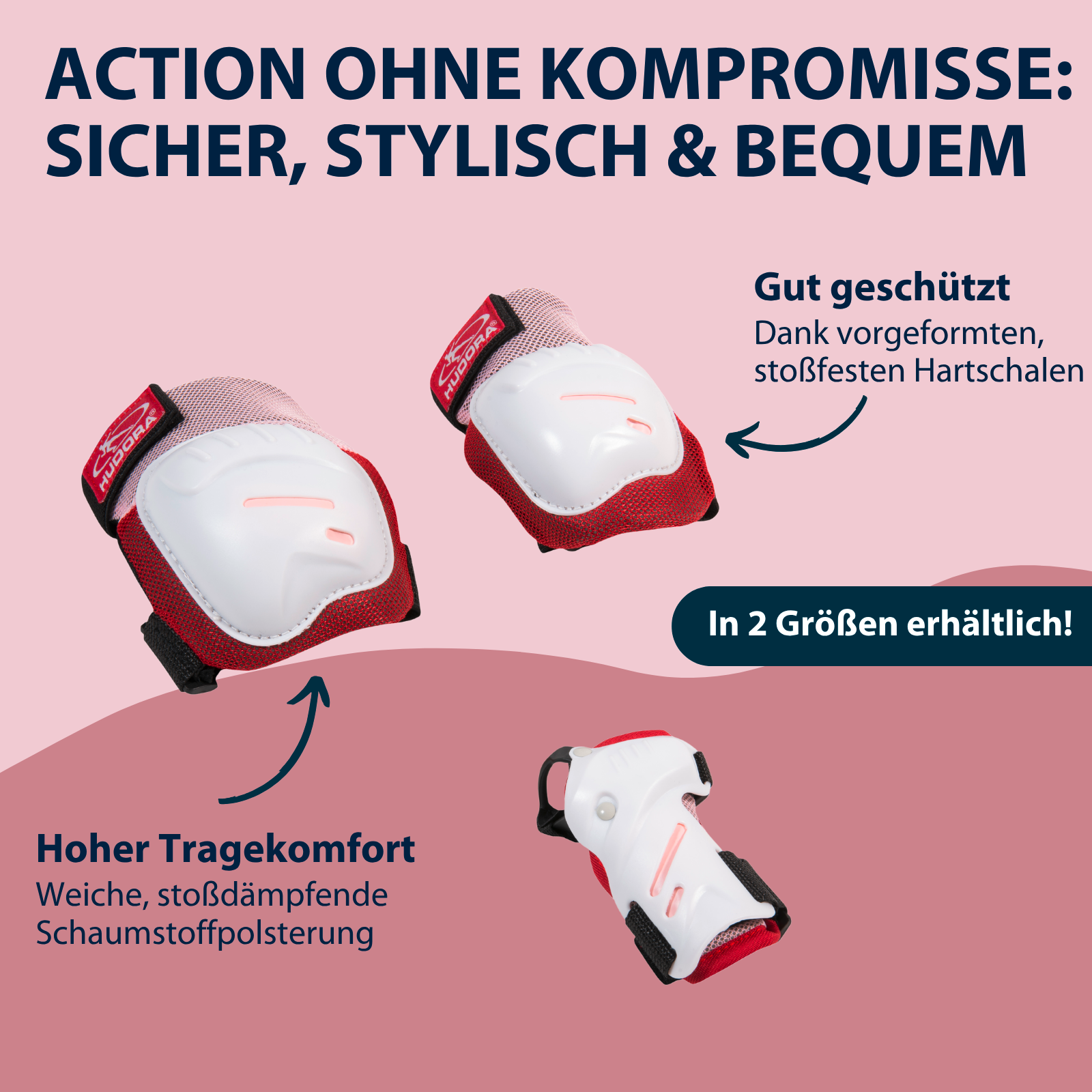 HUDORA Biomechanisches Protektoren Set Comfort rosa M, Bild 3 von 5