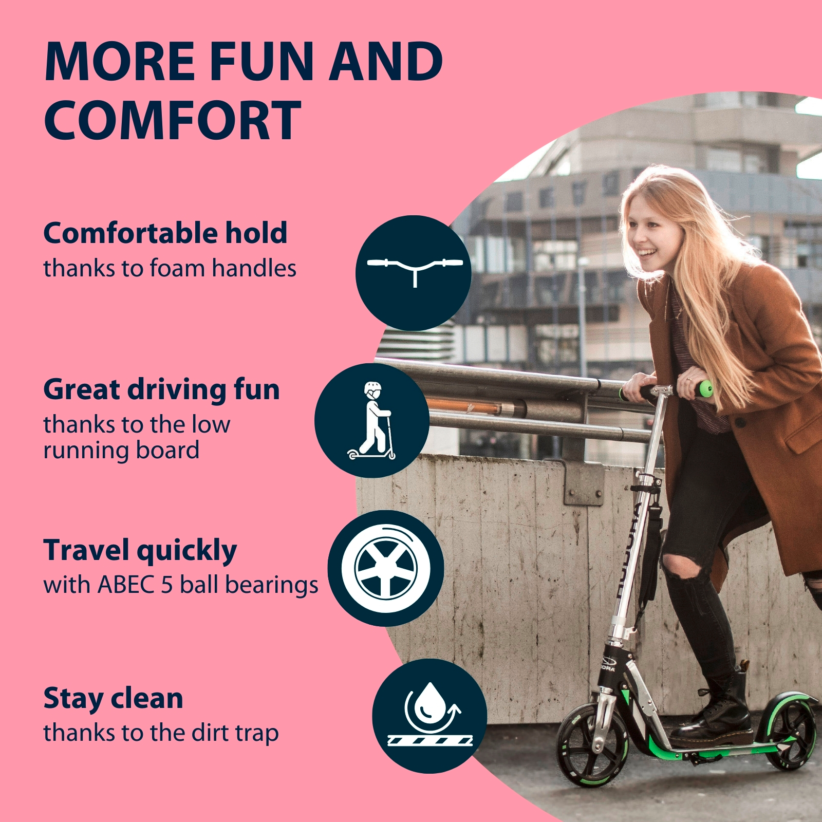 HUDORA BigWheel® 205, Scooter magenta/silber, image 3 from 7