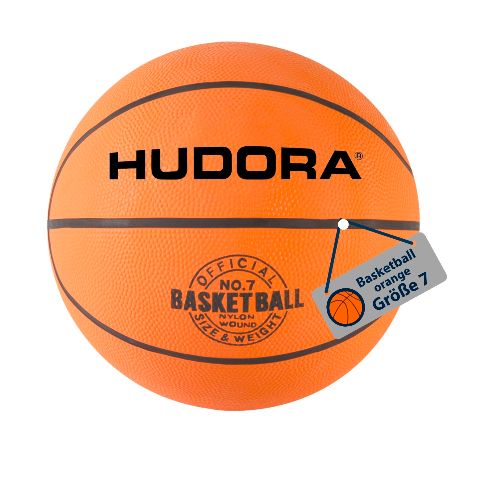 HUDORA Basketball, Gr. 7, orange, unaufgepumpt