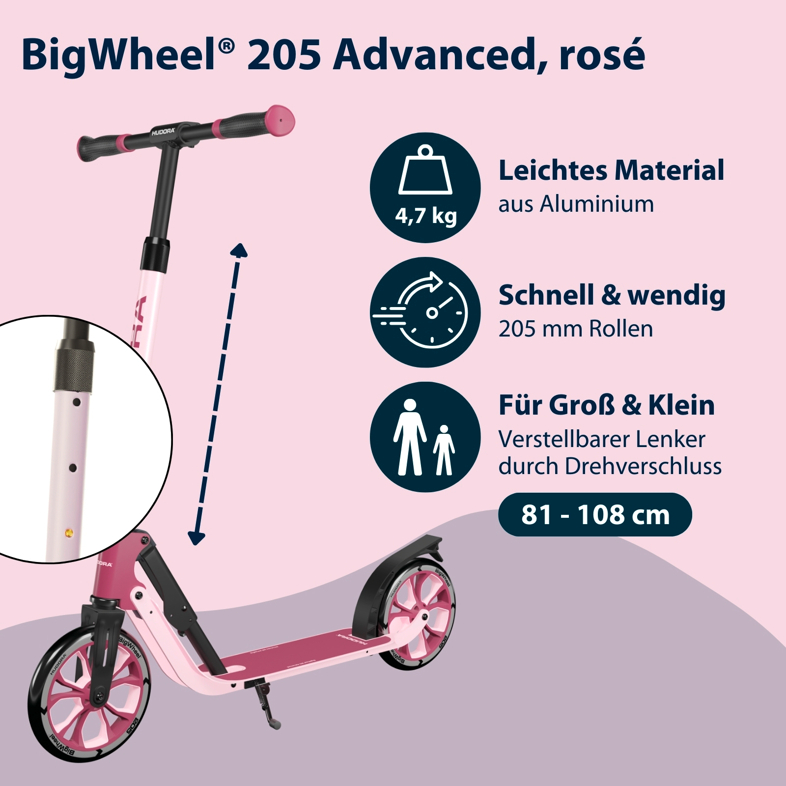 HUDORA BigWheel® 205 Advanced, rosé, Bild 2 von 7