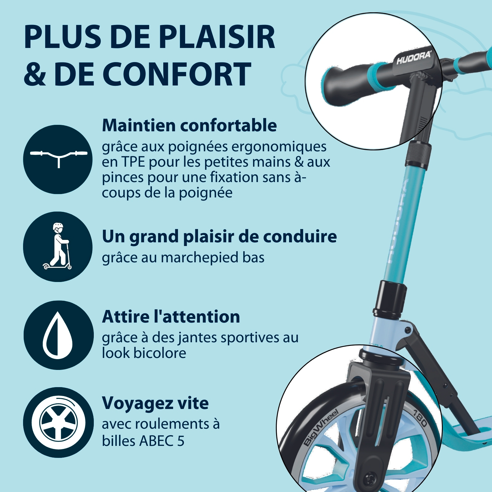 HUDORA BigWheel® 180 Advanced Junior, sky blue, image 3 from 7