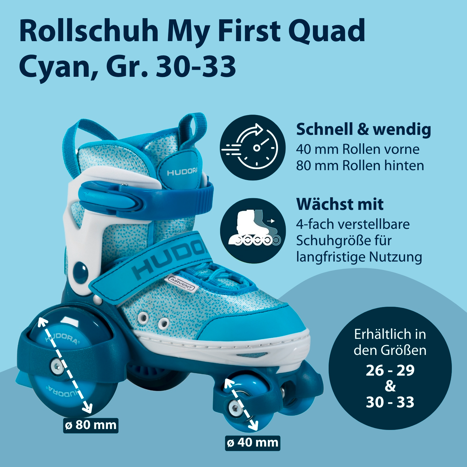 Rollschuh My First Quad, cyan, Gr. 26-33, Bild 2 von 7