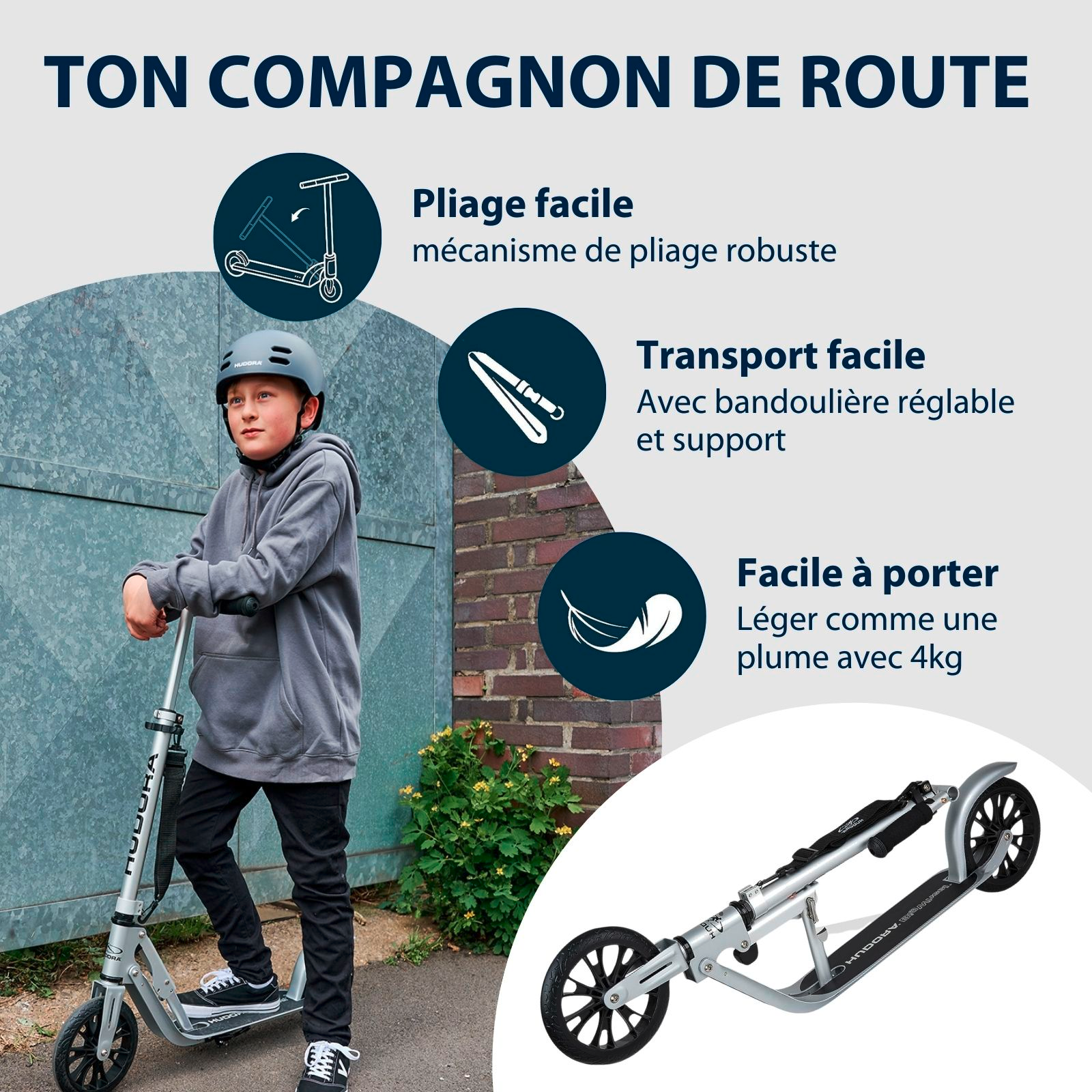 HUDORA BigWheel® Crossover 205, Scooter silber, image 4 from 7
