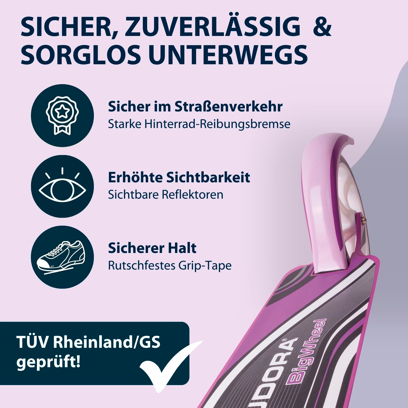 HUDORA BigWheel® 205, Scooter lila, Bild 5 von 7