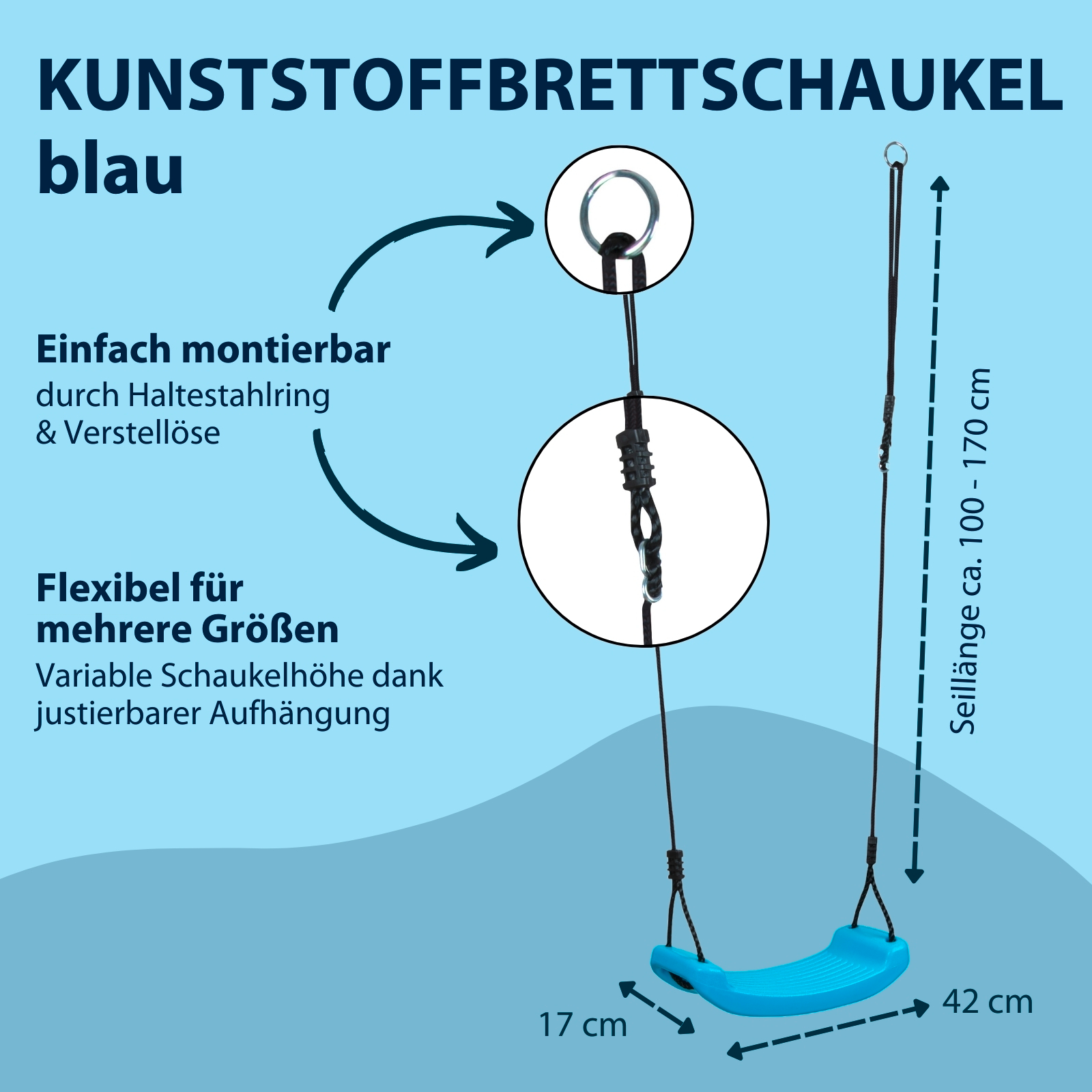 HUDORA Kunststoffbrettschaukel, blau, Bild 2 von 6
