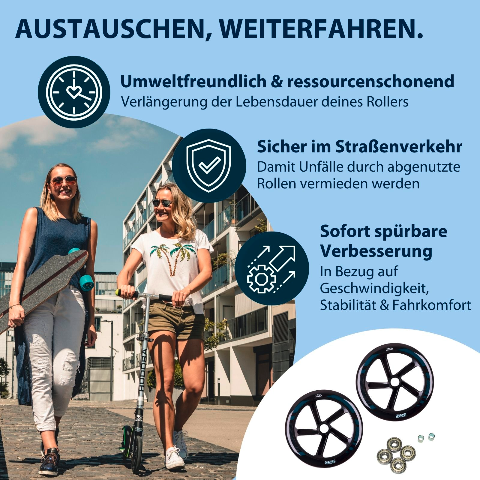 HUDORA Ersatzrollenset schmal für HUDORA BigWheel® 205, Bild 3 von 5