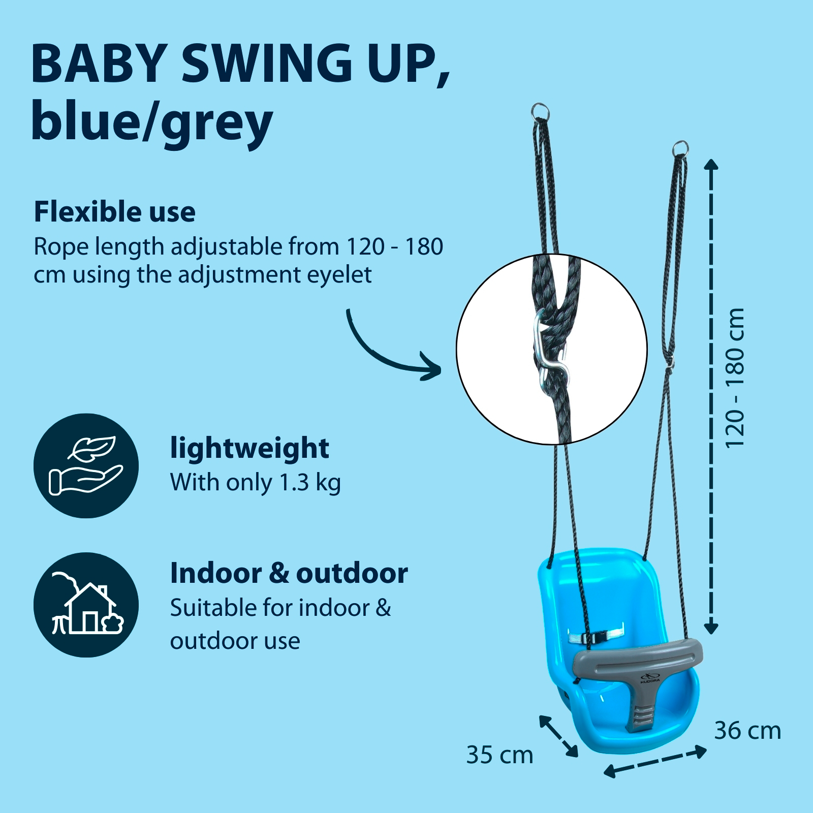 HUDORA Babyhochschaukel blau/grau, image 2 from 7