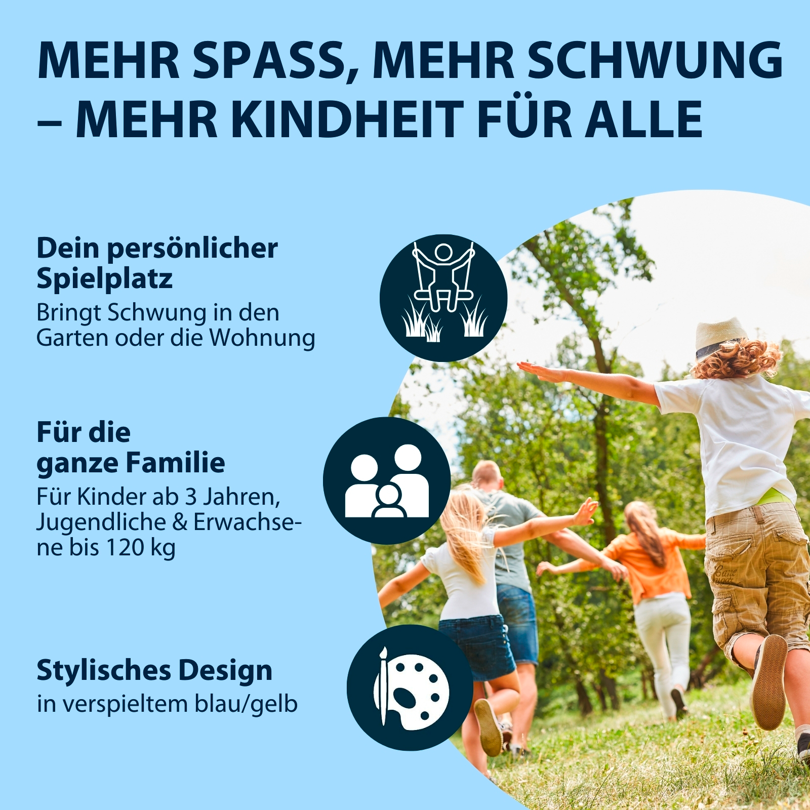 HUDORA Nestschaukel Alu 120, blau/gelb, Bild 5 von 6