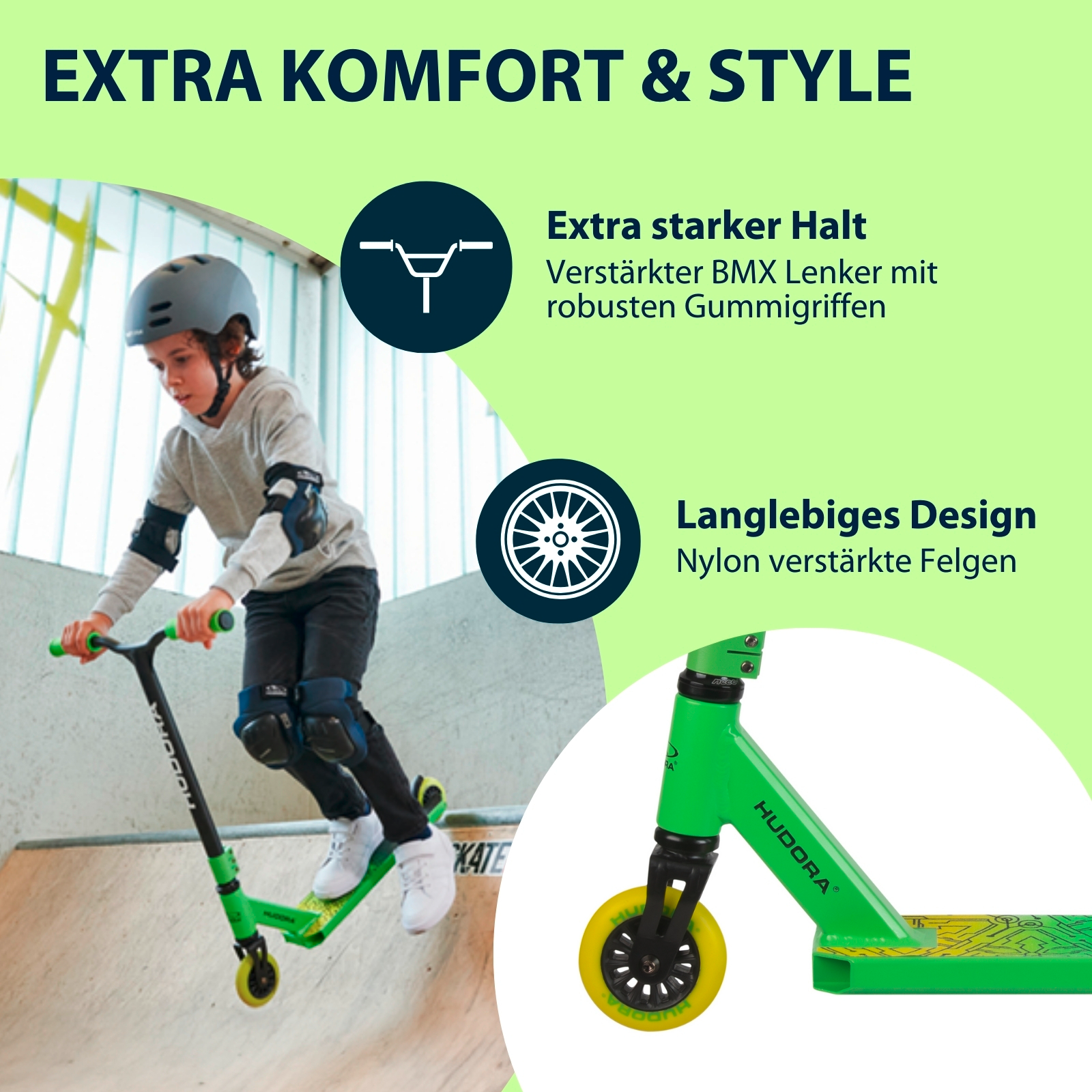 HUDORA Stunt Scooter Kids, grün, Bild 4 von 7