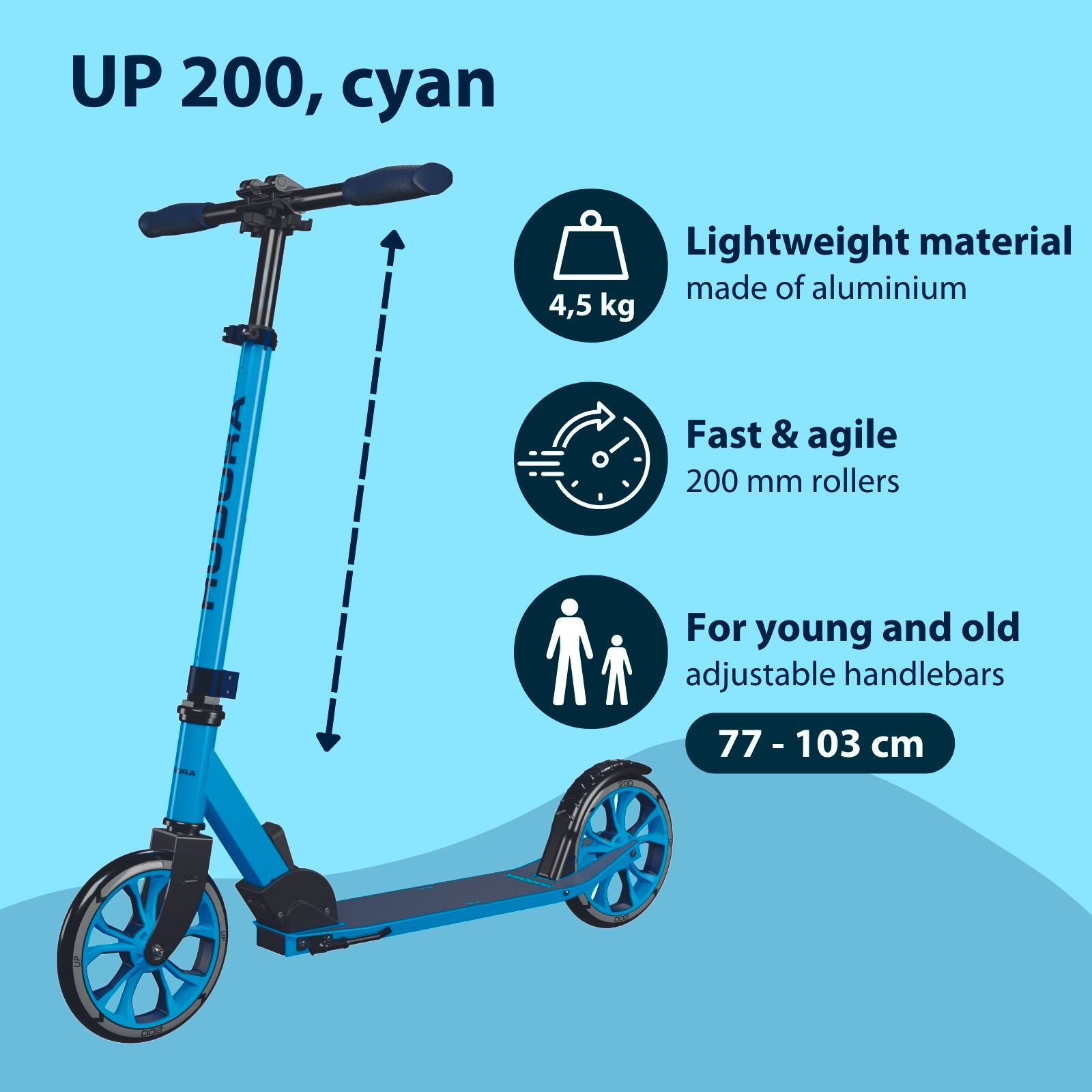 HUDORA Scooter Up 200, cyan, image 2 from 7