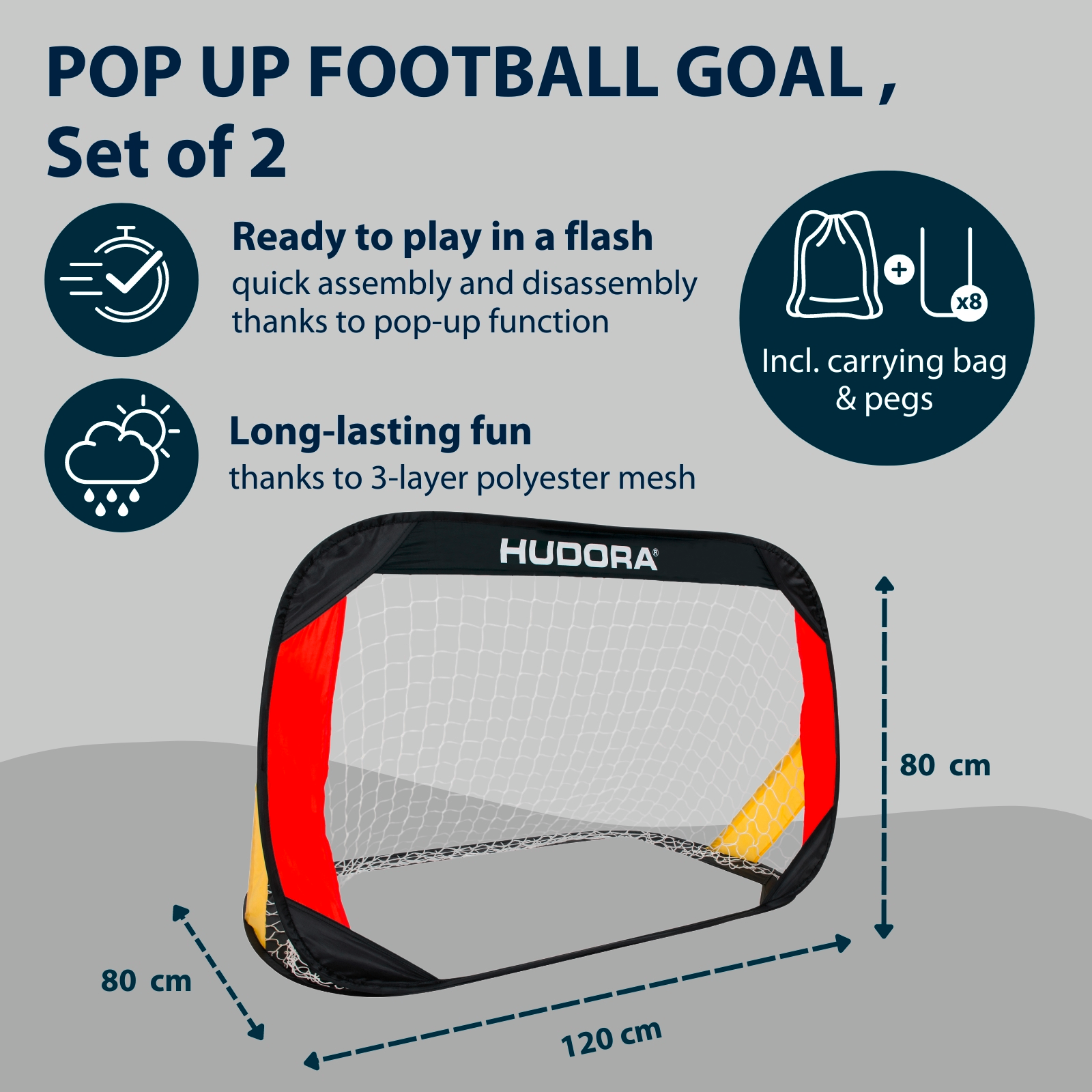 Pop Up football goal, Set of 2 Black/Red/Gold, image 2 from 6