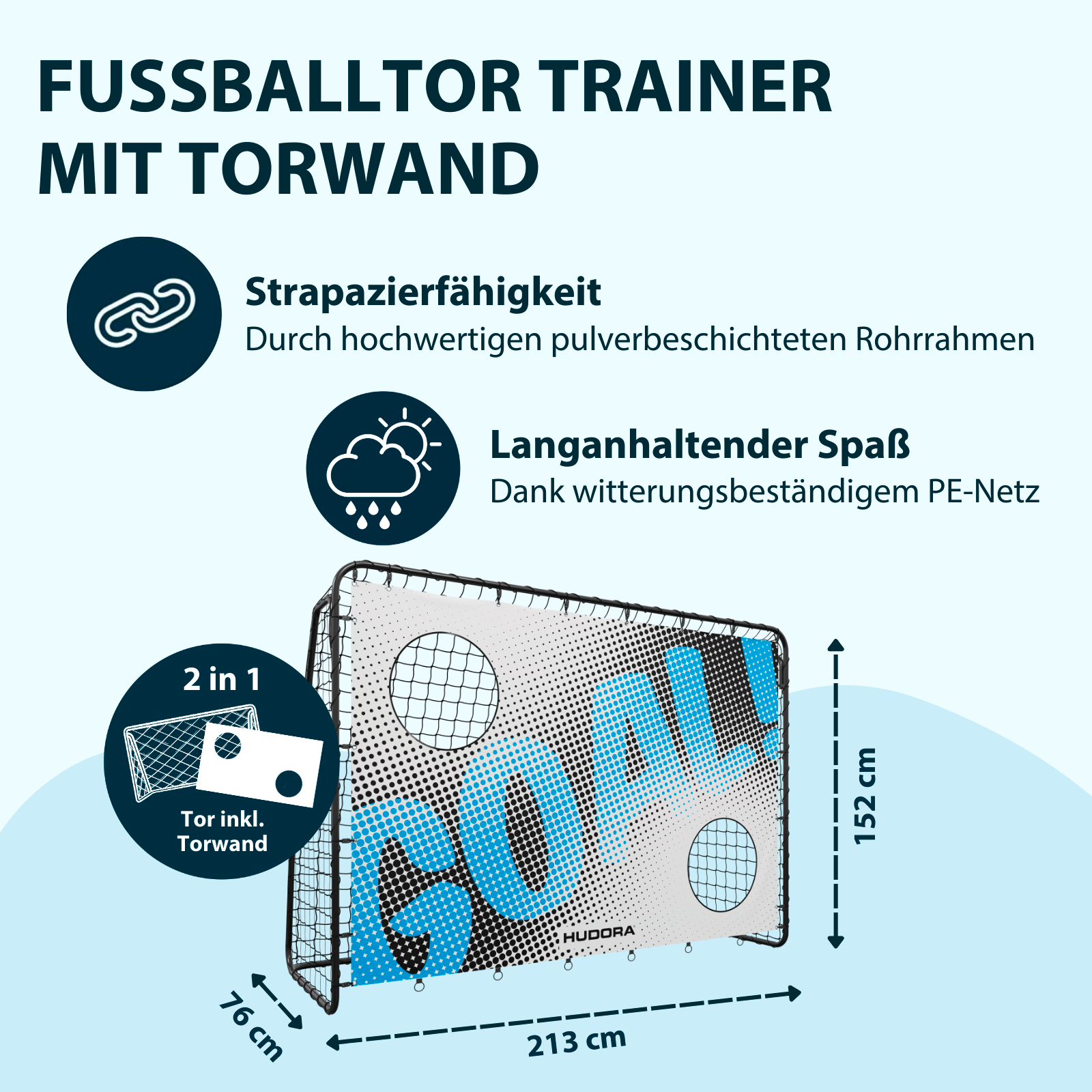 HUDORA Fußballtor Trainer mit Torwand Motiv Goal, Bild 2 von 6