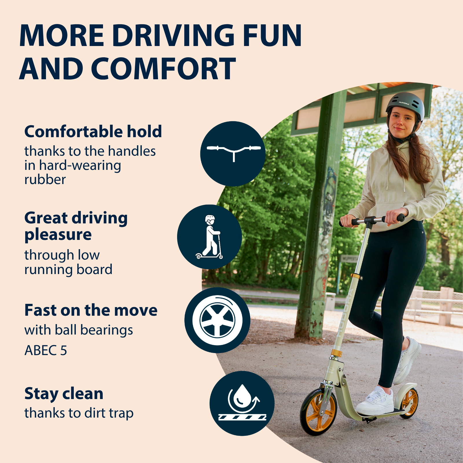 HUDORA BigWheel® 215 Scooter, sand, image 3 from 7