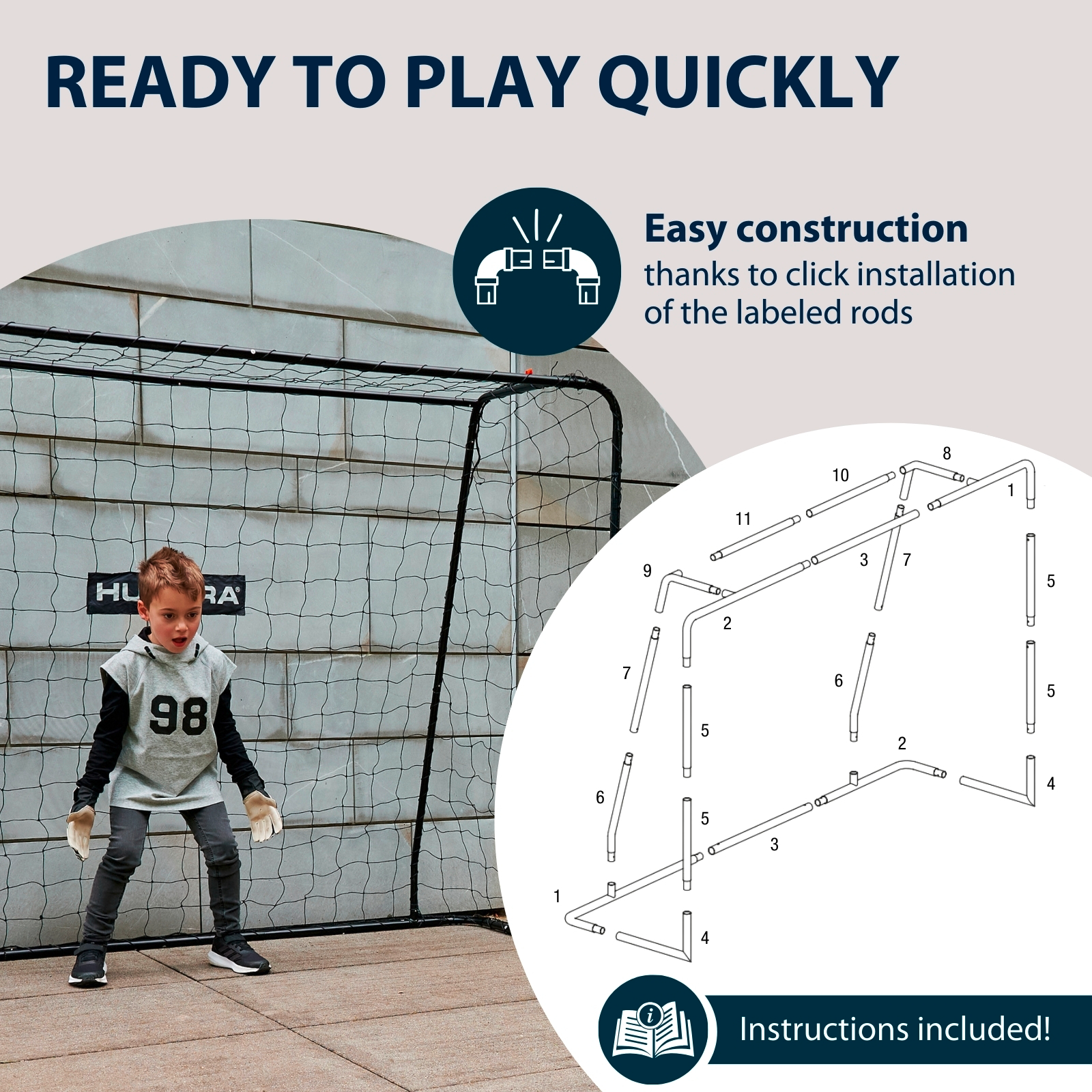 HUDORA Solid 25 Football Goal, image 4 from 7