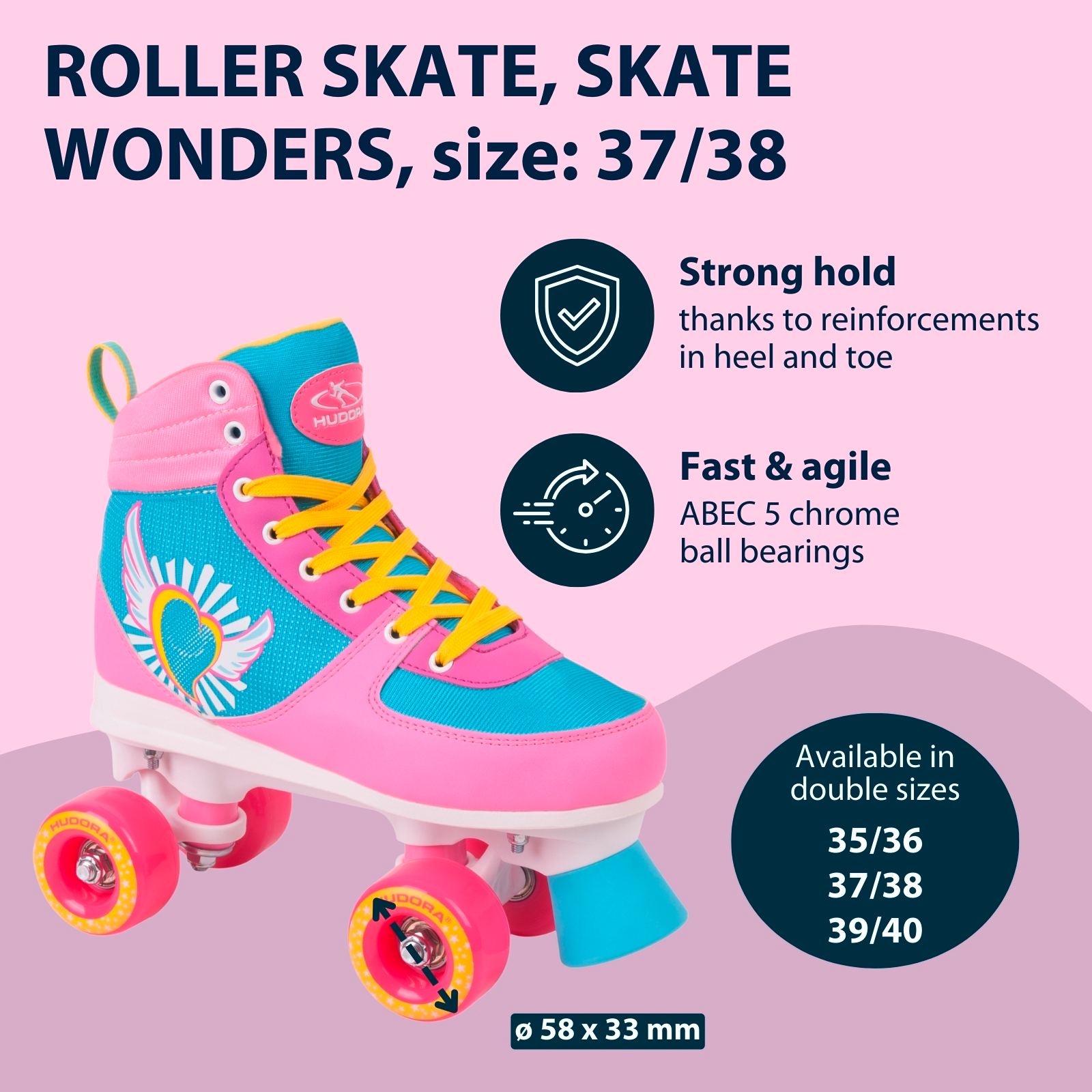 HUDORA Roller Skate Skate Wonders Sizes 35-40, image 2 from 7