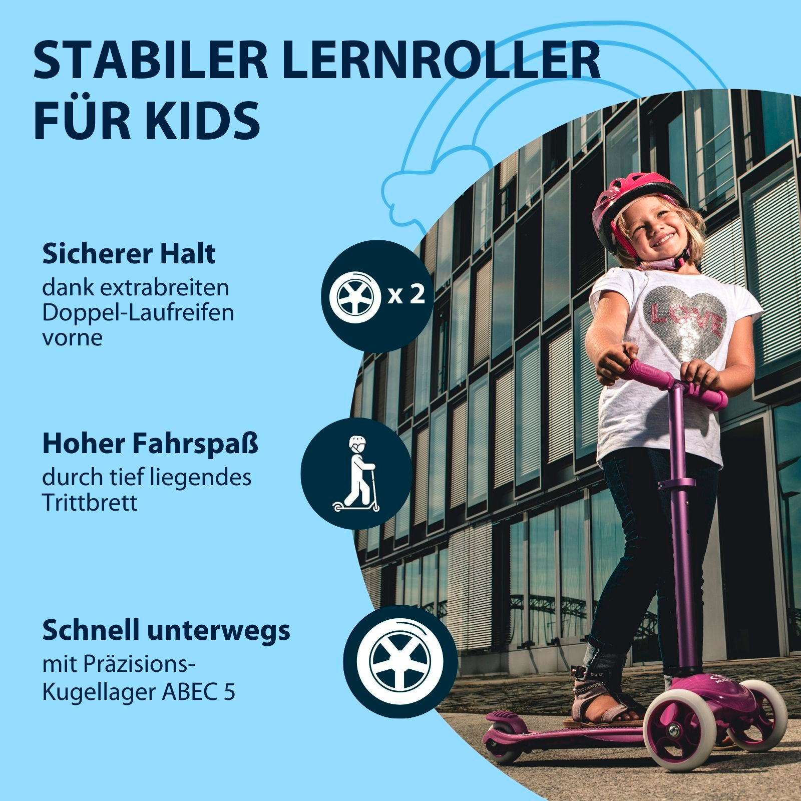 HUDORA Kinderscooter Flitzkids 2.0, blau, Bild 3 von 7