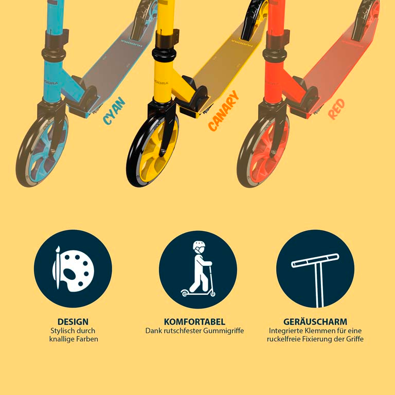 HUDORA Scooter Up 200, canary inklusive Kabelschloss (Bundle), Bild 5 von 5
