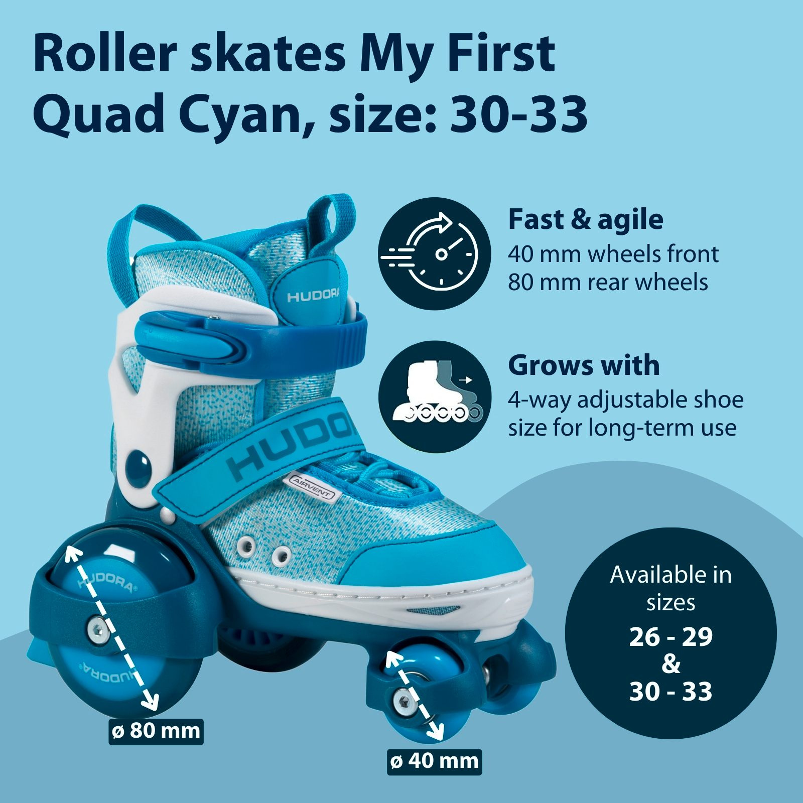 Roller skate My First Quad, cyan, size 26-33, image 2 from 7