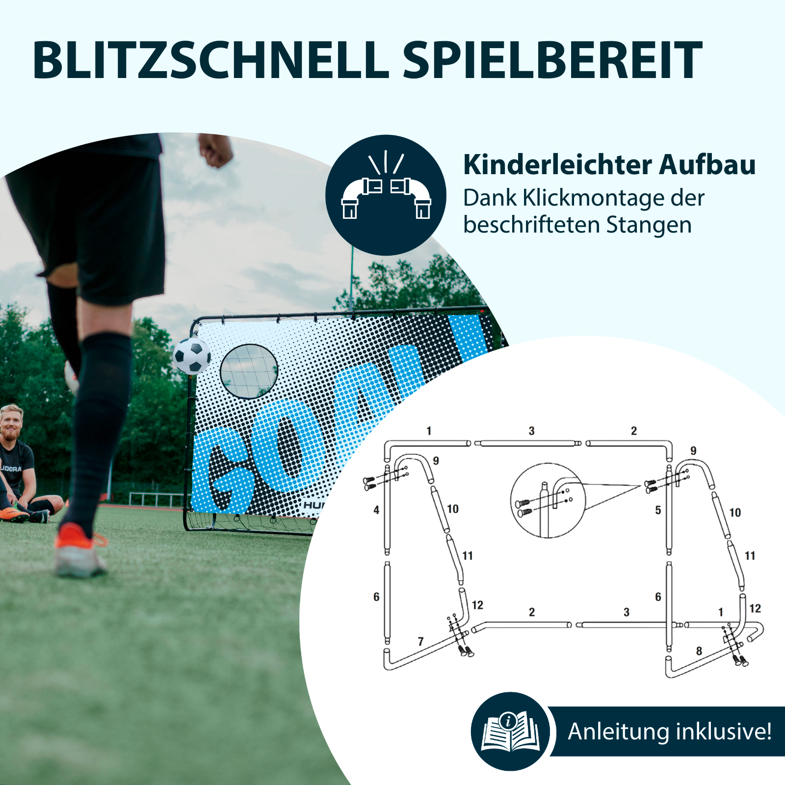 HUDORA Fußballtor Trainer mit Torwand Motiv Goal, Bild 4 von 6