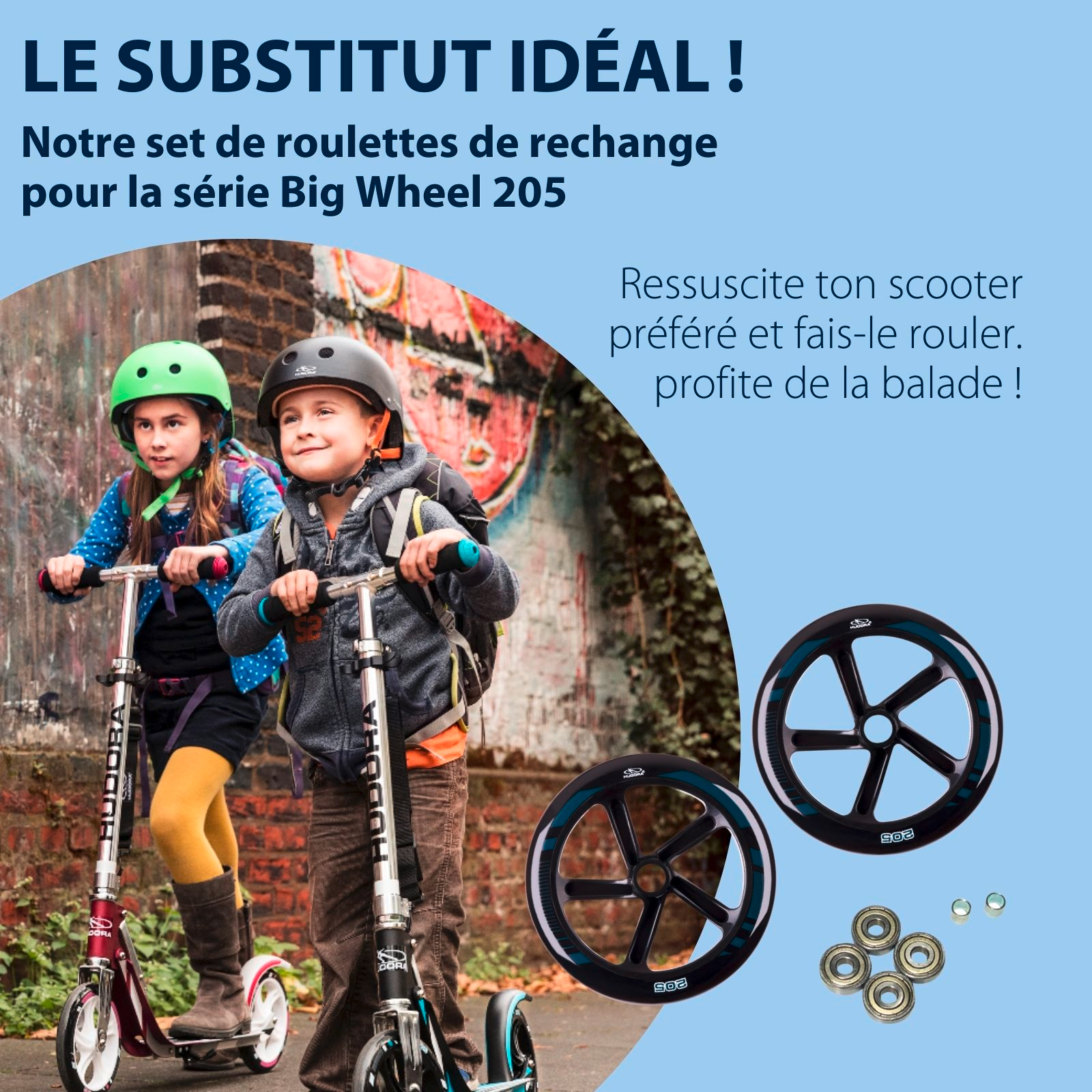 HUDORA Ersatzrollenset schmal für HUDORA BigWheel® 205, image 4 from 5