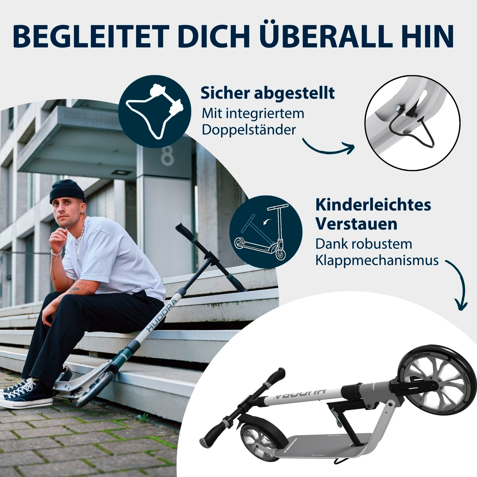 HUDORA BigWheel® 230 Advanced, Scooter iron, Bild 4 von 7