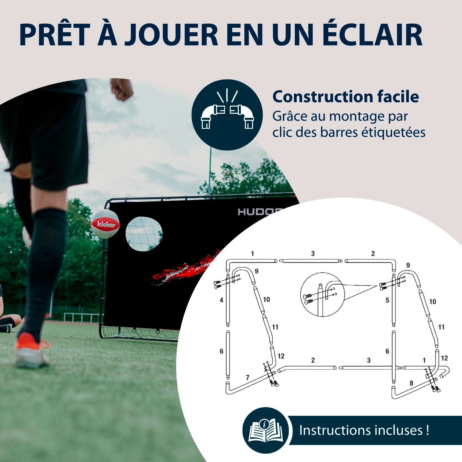 HUDORA football goal trainer with goal wall, image 4 from 6