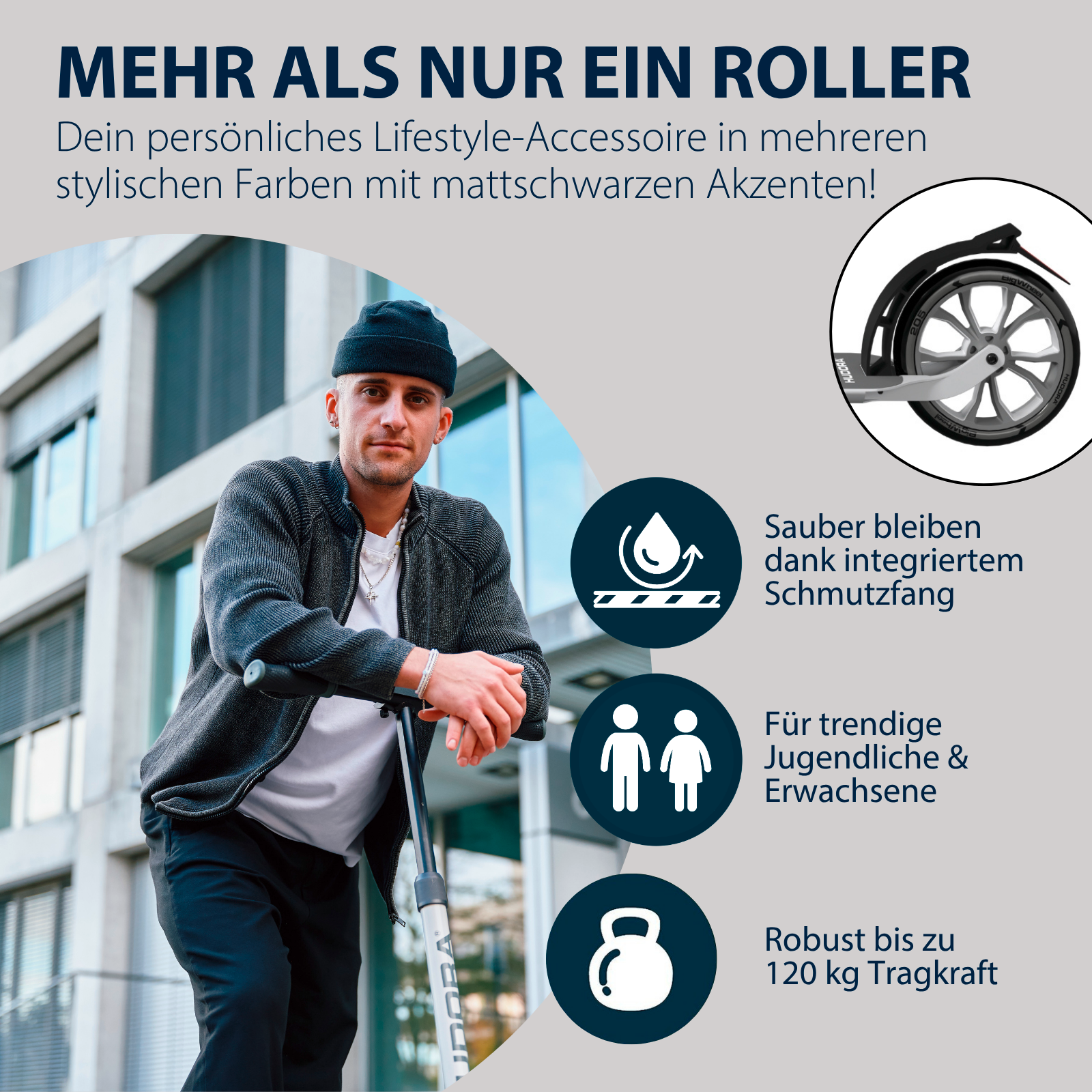 HUDORA BigWheel® 230 Advanced, Scooter shadow, Bild 6 von 7