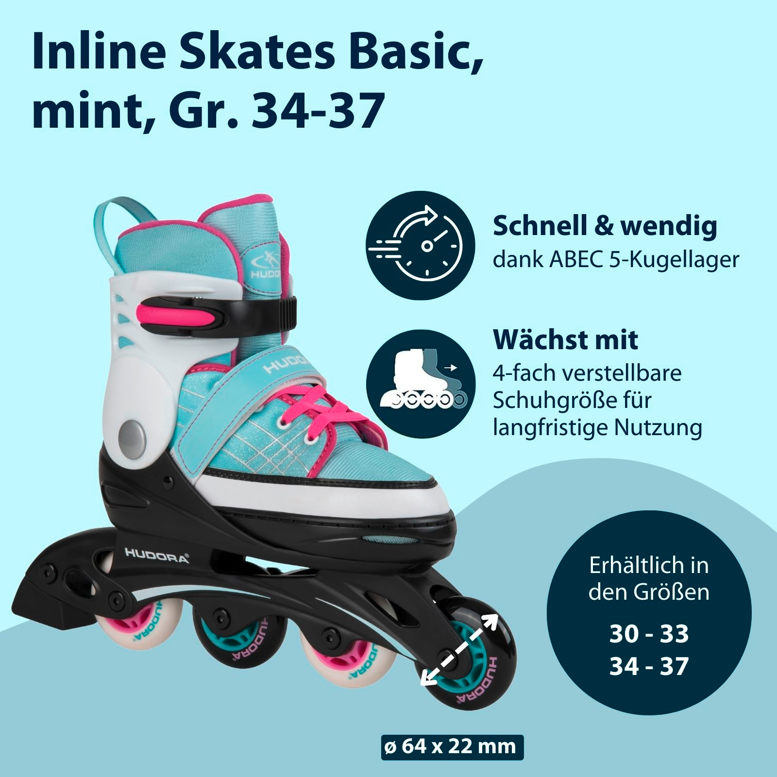HUDORA Inline Skates Basic, mint, Bild 2 von 7
