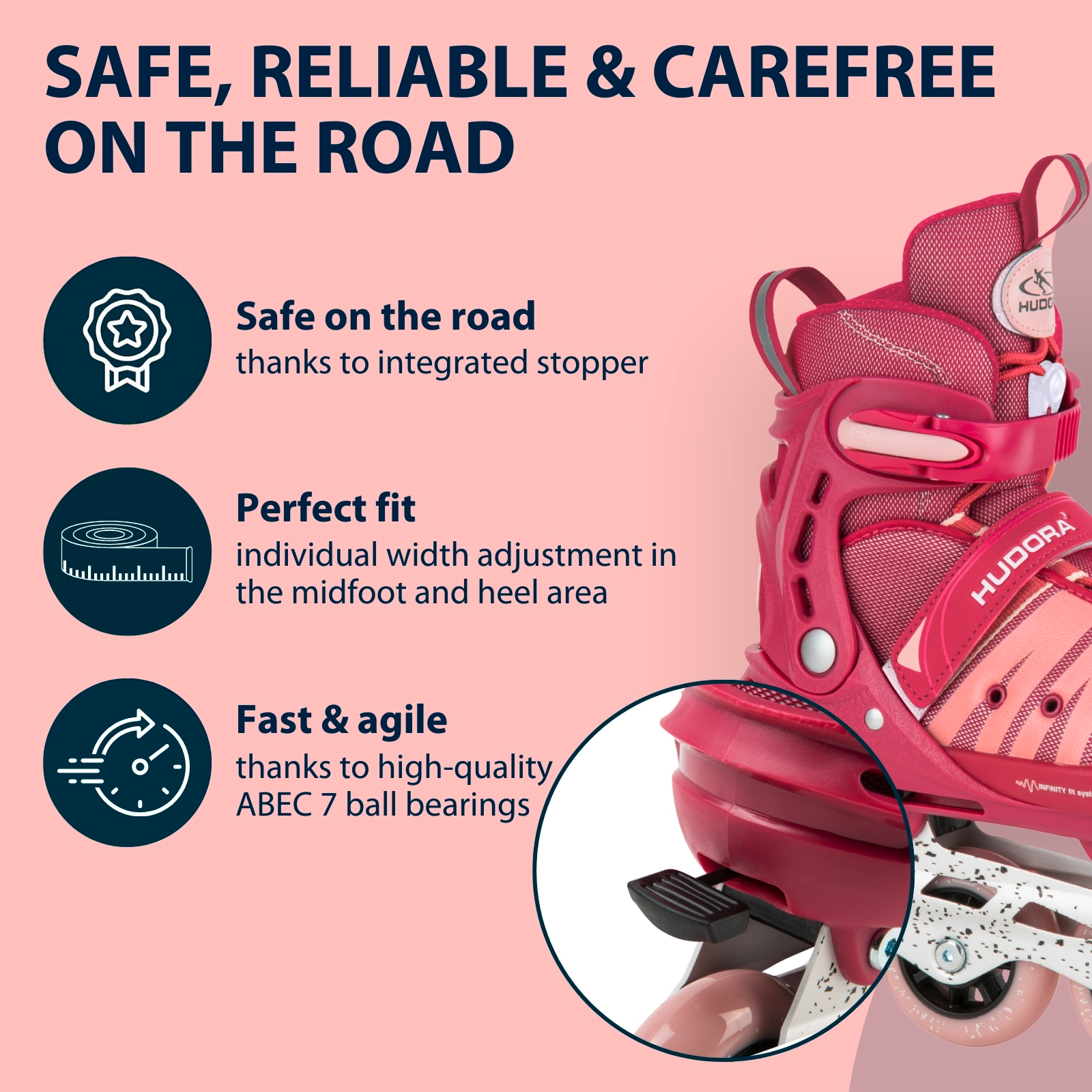 Inline Skates Comfort, strong berry, size 35-40, image 5 from 7