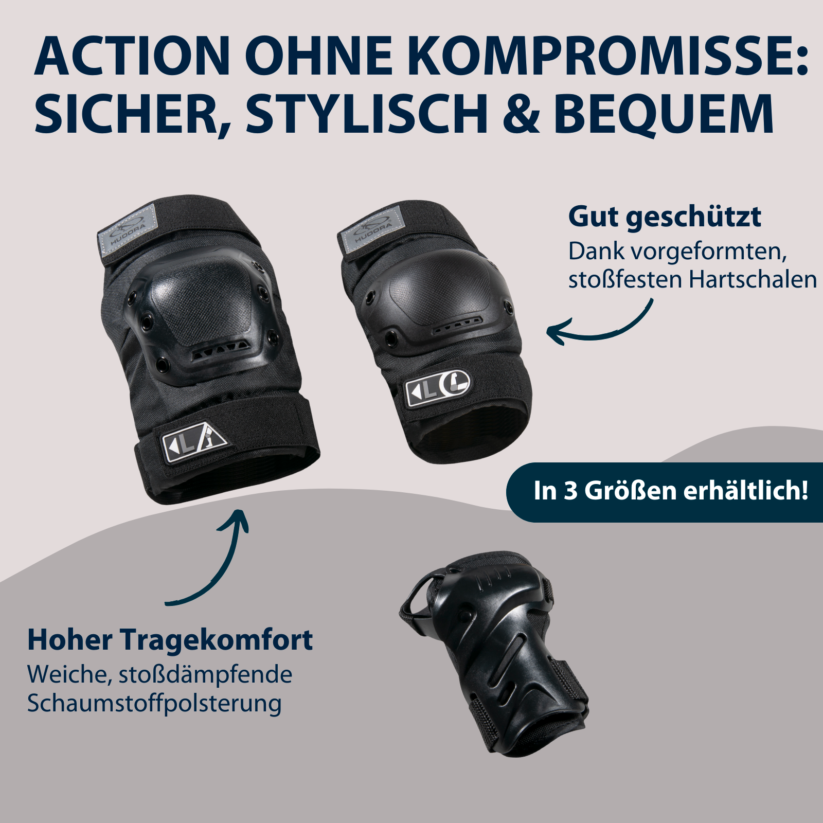 HUDORA Biomechanisches Protektoren Set Pro schwarz L, Bild 5 von 6