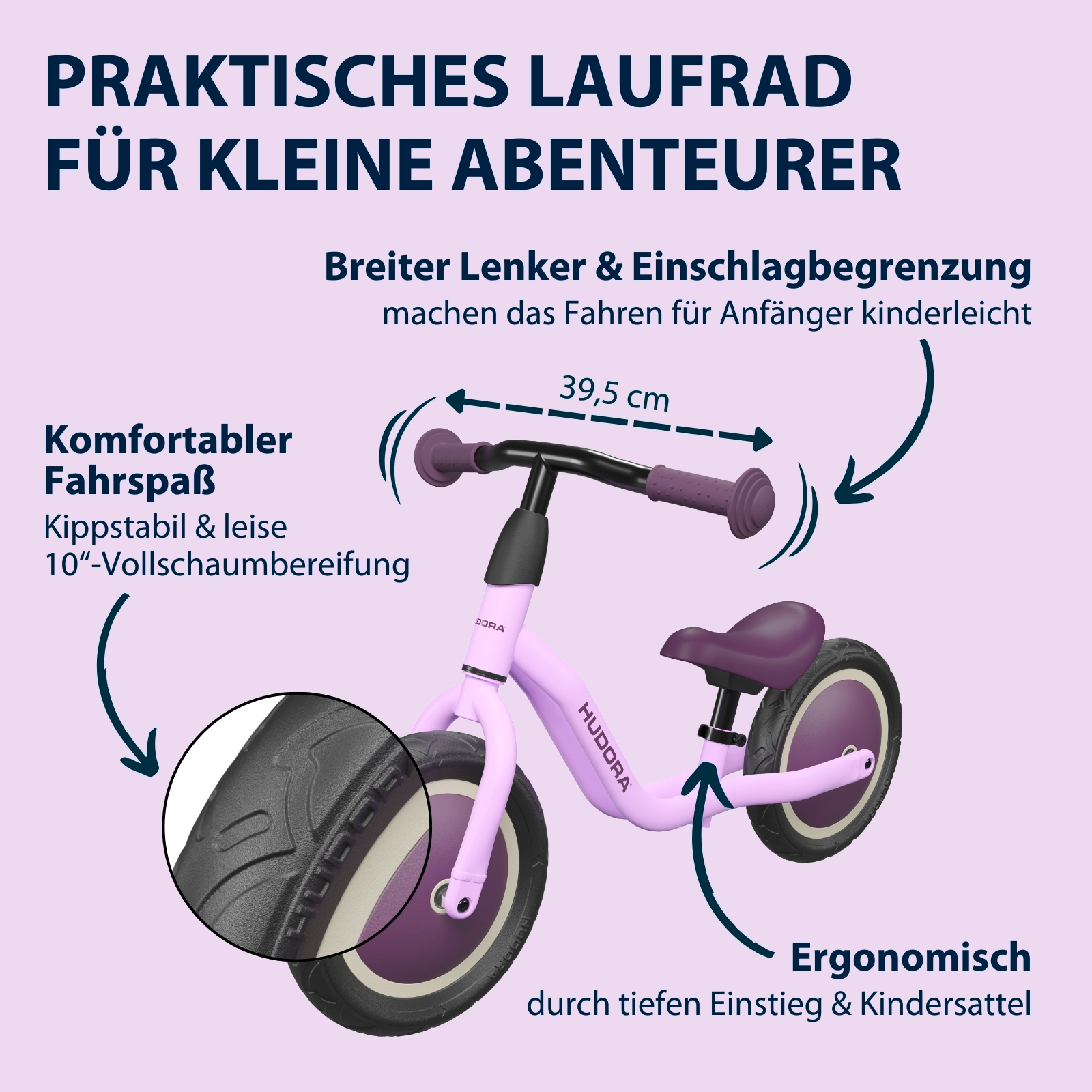 HUDORA Laufrad Cruisy, lavender, Bild 3 von 6