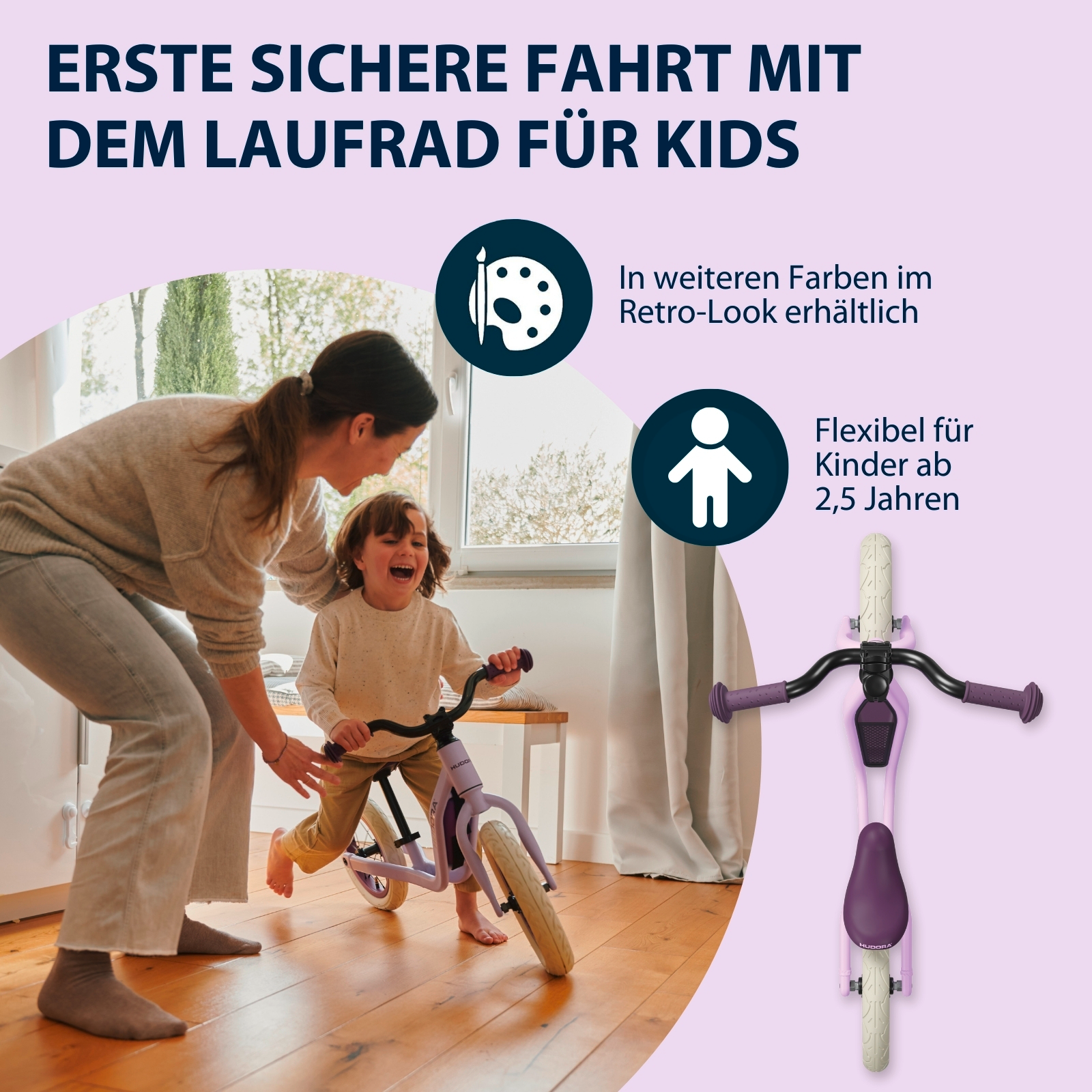 HUDORA Laufrad Explory, lavender, Bild 5 von 6