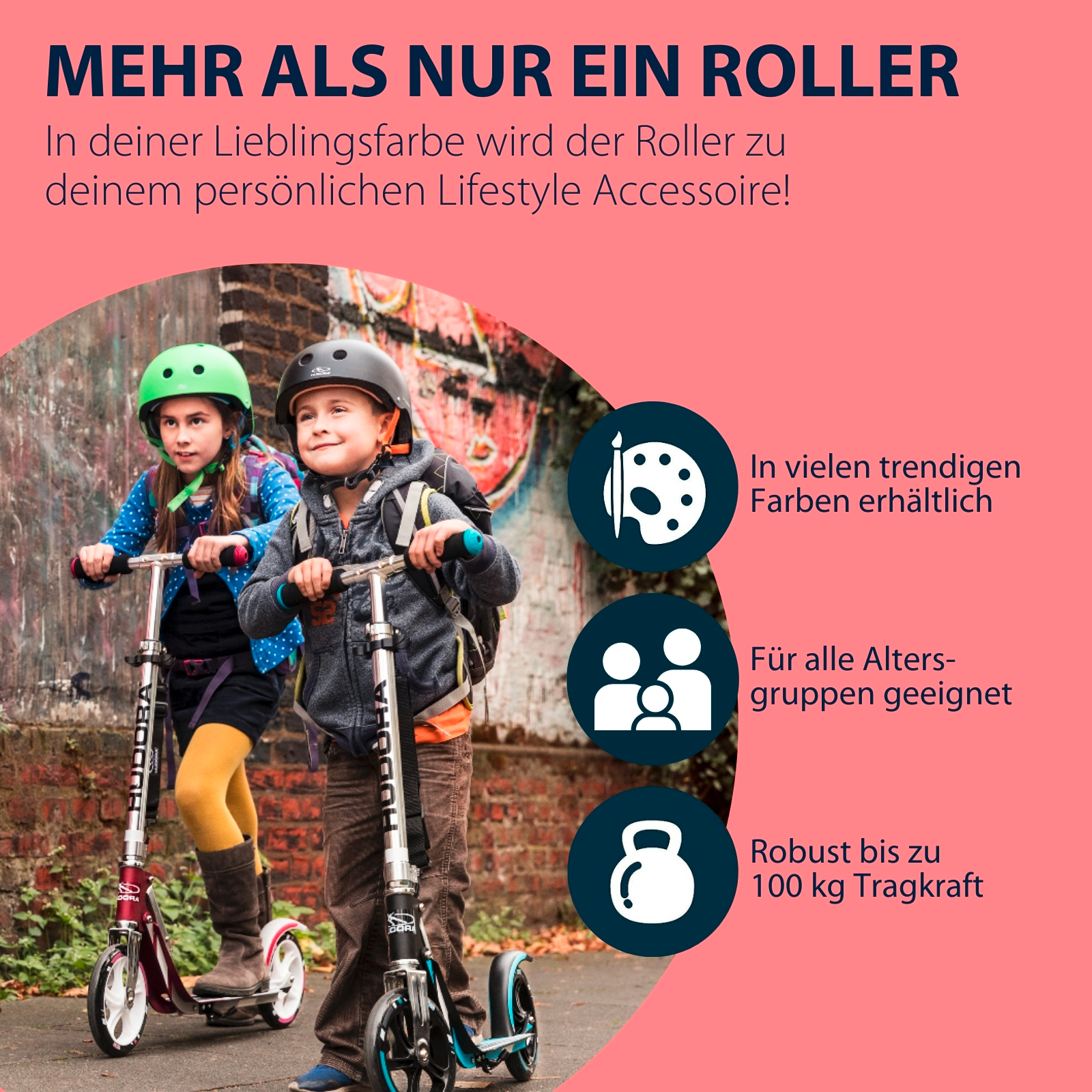 HUDORA BigWheel® 205, Scooter schwarz/rot, Bild 6 von 7
