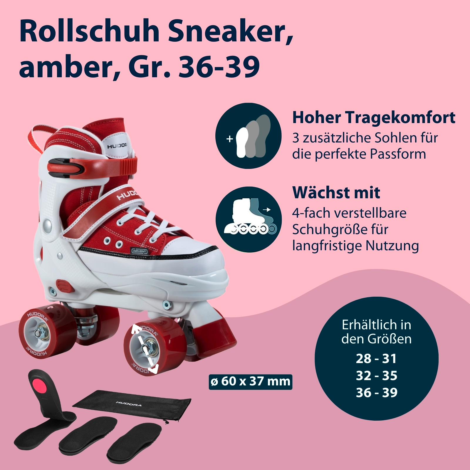 HUDORA Rollschuh Sneaker, amber, Gr. 28-39, Bild 2 von 7